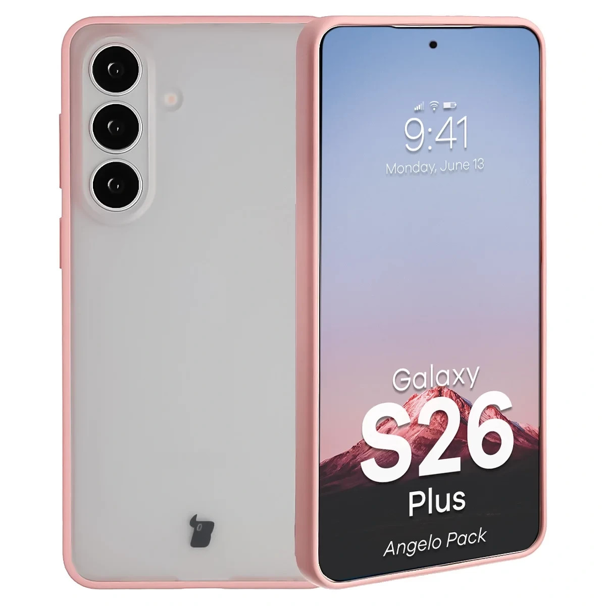 Kryt Bizon Angelo Pack Samsung Galaxy S26+ Plus, smoky with a light pink frame