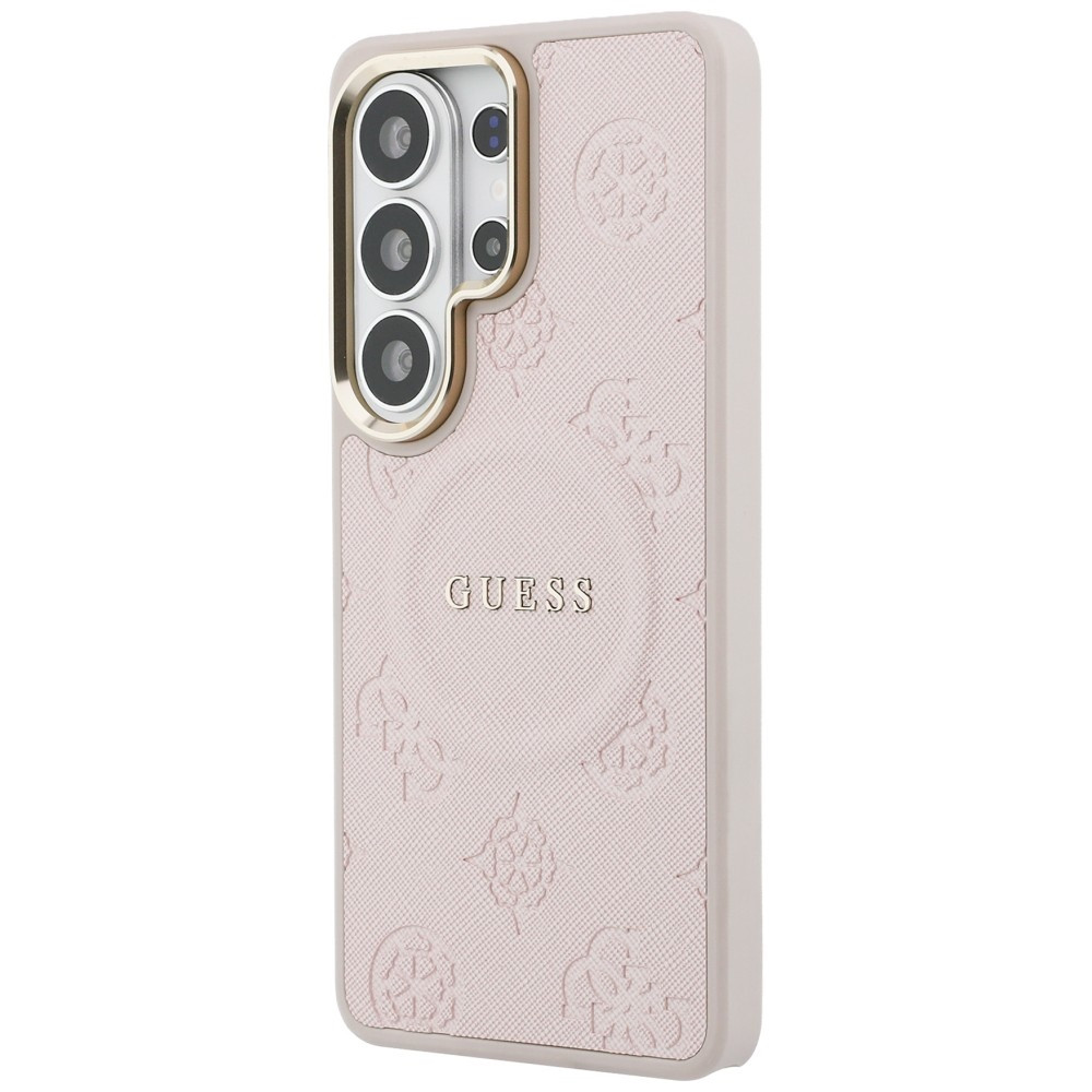 Kryt Guess Saffiano Peony Embossed Ring MagSafe Samsung Galaxy S26 Ultra pink