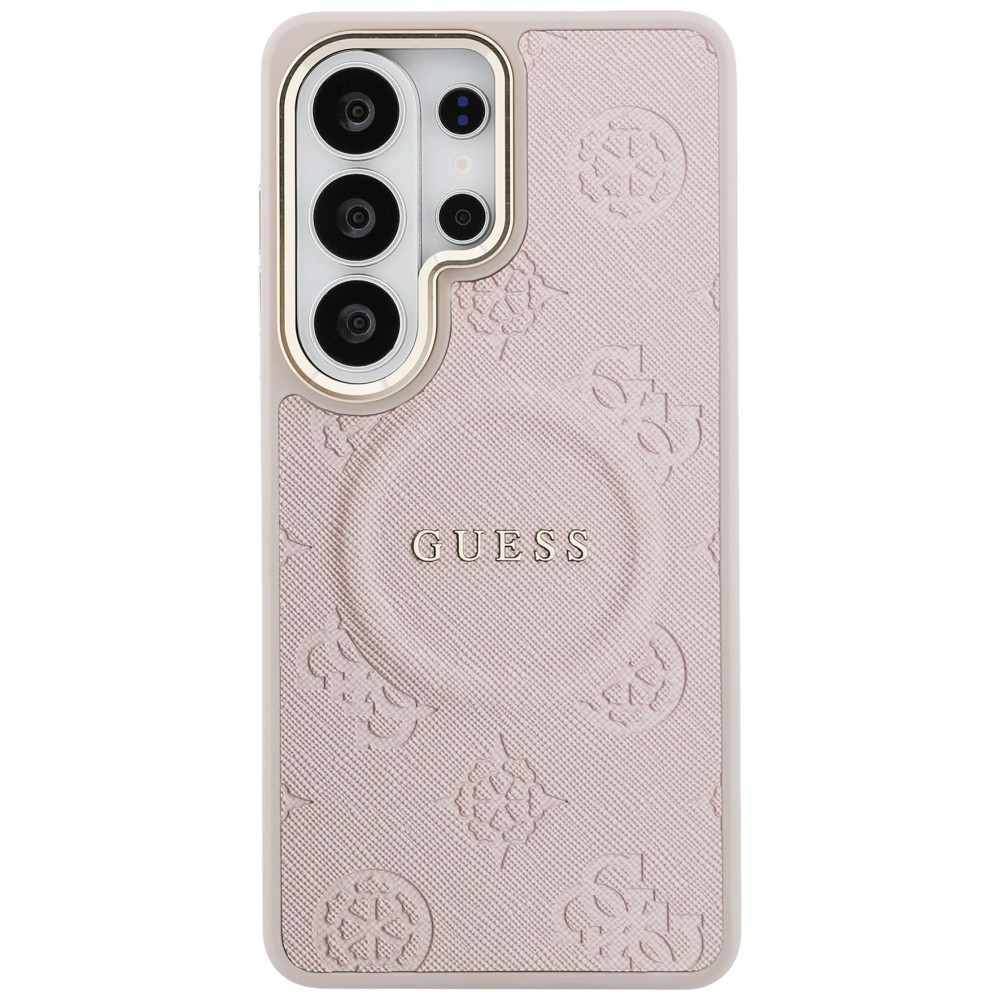 Kryt Guess Saffiano Peony Embossed Ring MagSafe Samsung Galaxy S26 Ultra pink