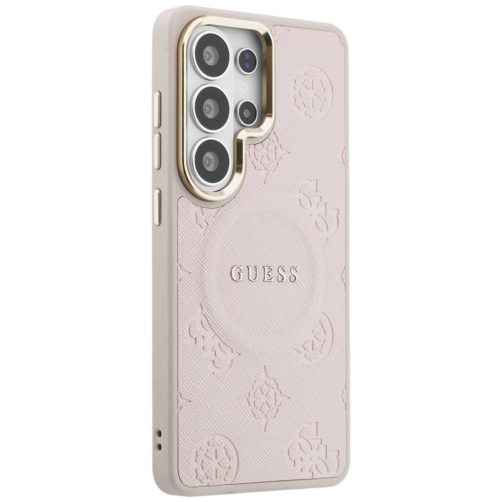 Kryt Guess Saffiano Peony Embossed Ring MagSafe Samsung Galaxy S26 Ultra pink