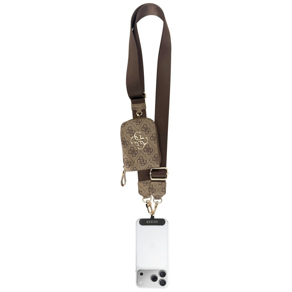 Knížkové Šňůrka Guess 4G Metal Logo Universal lanyard with wallet brown