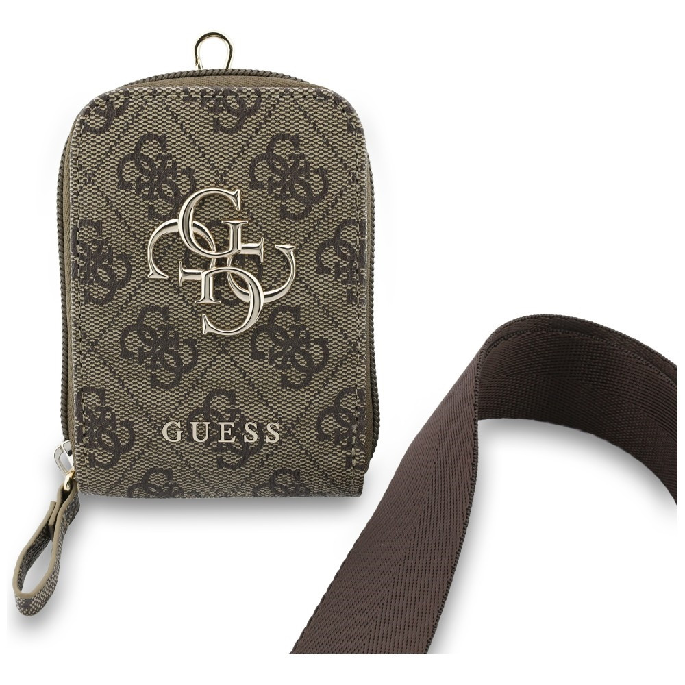 Knížkové Šňůrka Guess 4G Metal Logo Universal lanyard with wallet brown