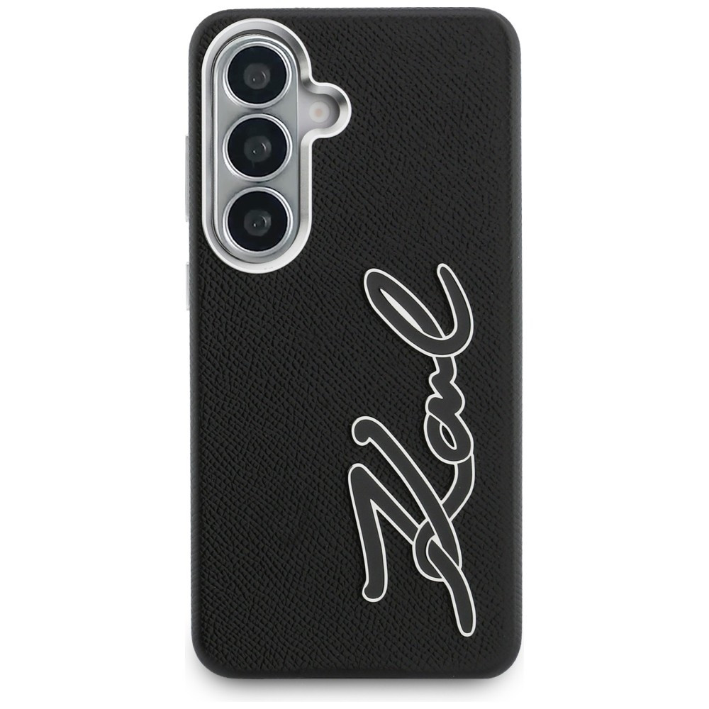 Kryt Karl Lagerfeld Grained Signature Metal Resin Logo Samsung Galaxy S26 black