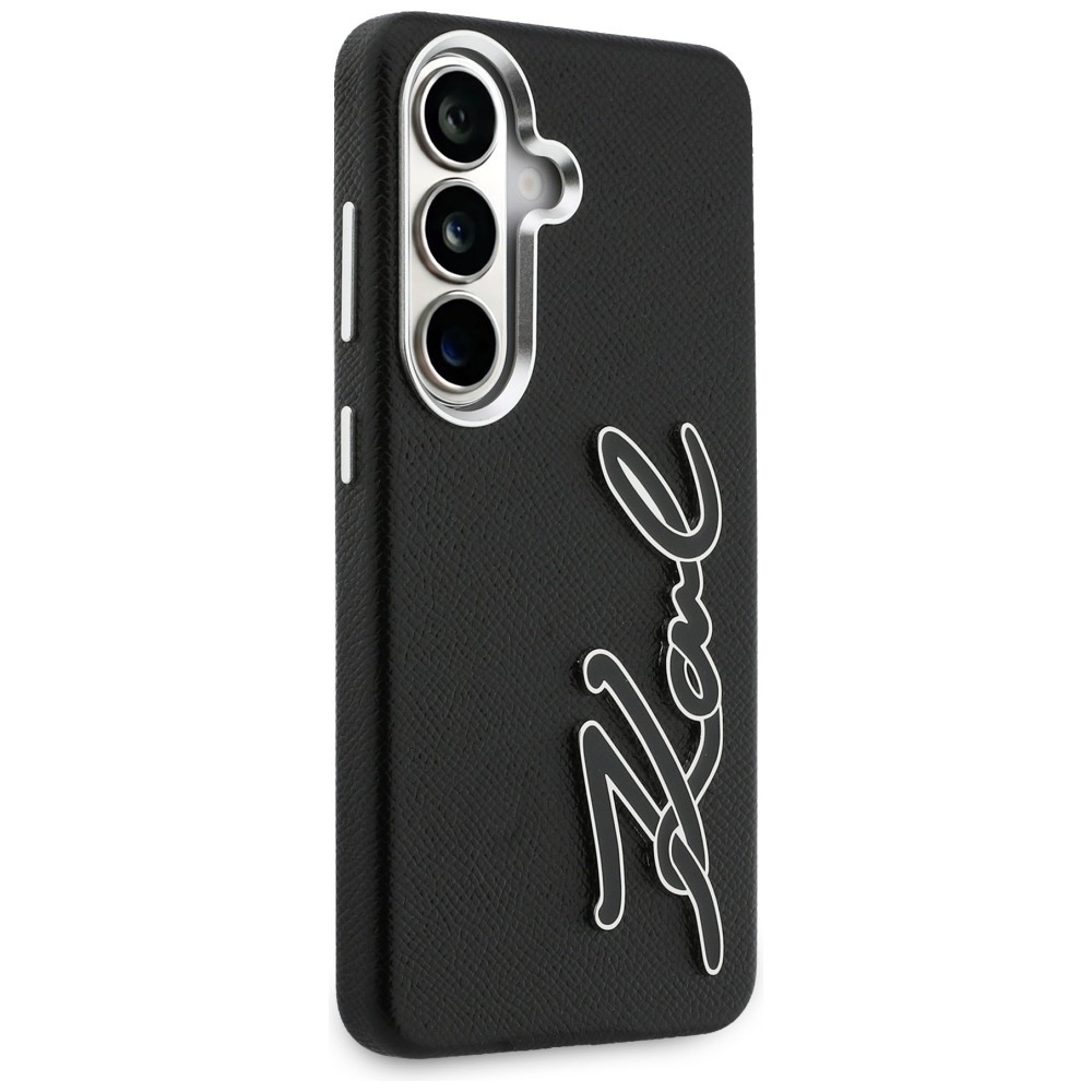 Kryt Karl Lagerfeld Grained Signature Metal Resin Logo Samsung Galaxy S26 black