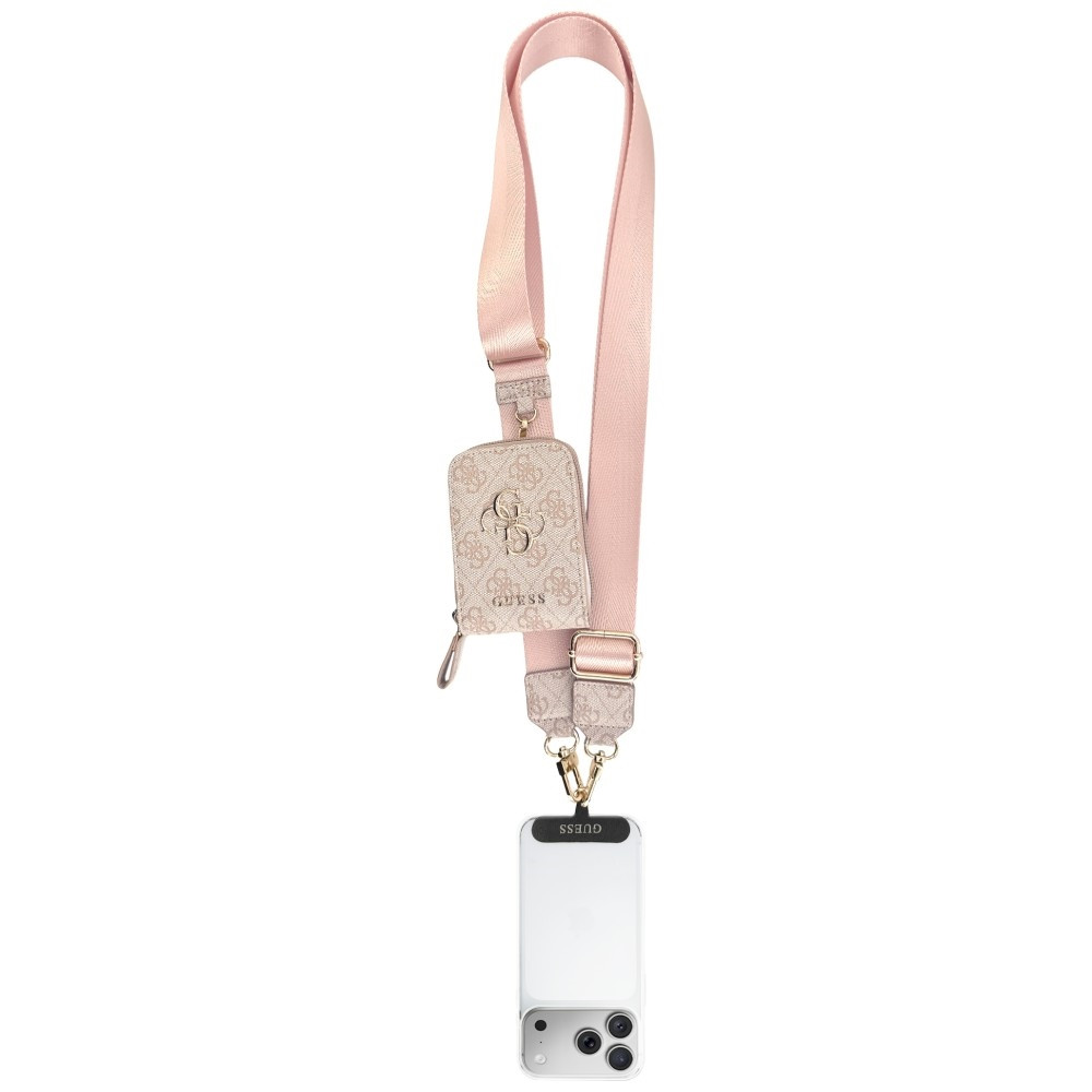 Knížkové Šňůrka Guess 4G Metal Logo Universal lanyard with wallet pink