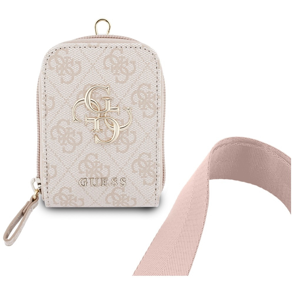 Knížkové Šňůrka Guess 4G Metal Logo Universal lanyard with wallet pink