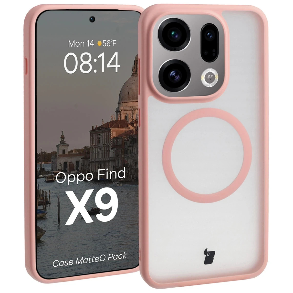 Kryt Bizon MatteO Magnetic Pack Oppo Find X9, smoky light pink