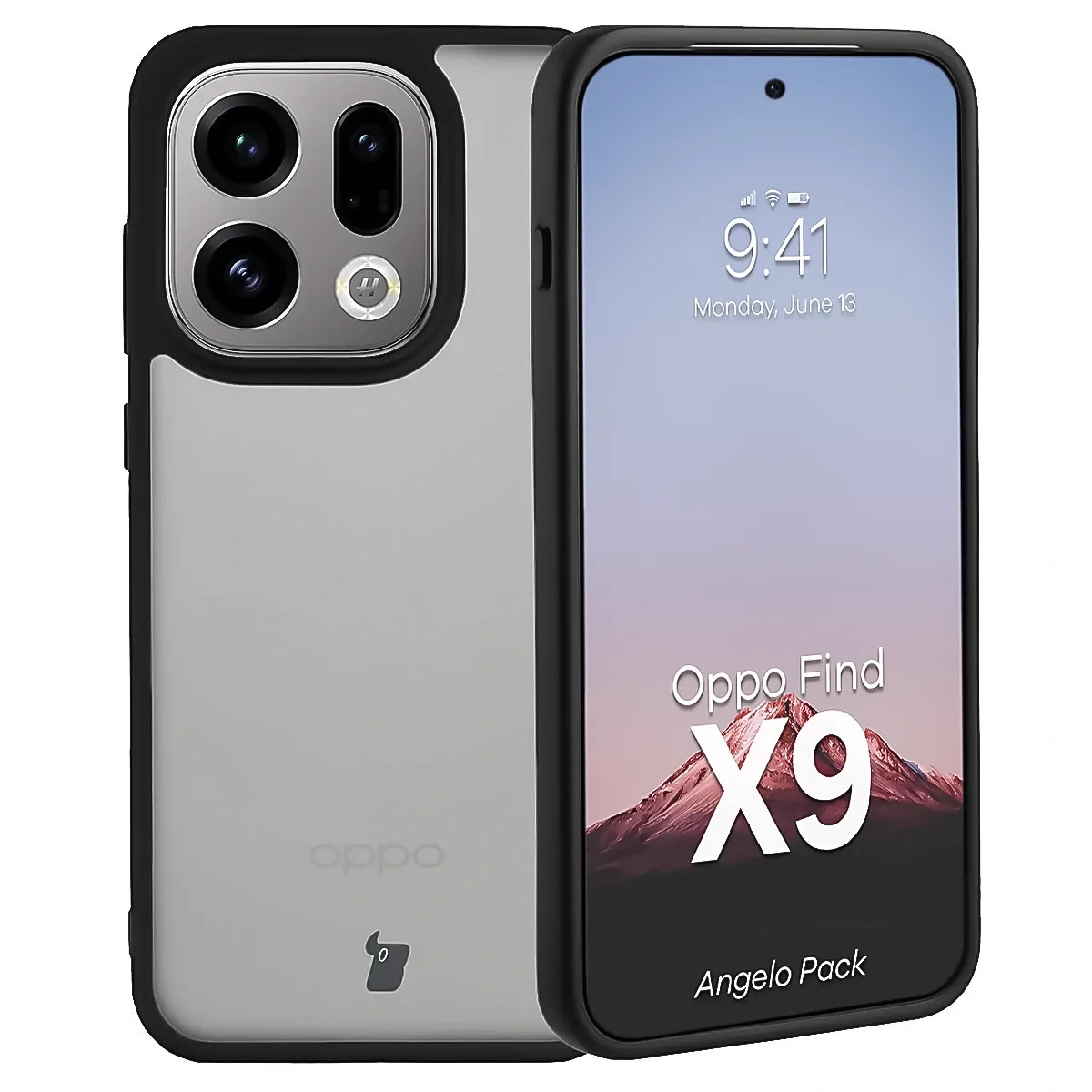Kryt Bizon Angelo Pack Oppo Find X9, smoked with a black frame