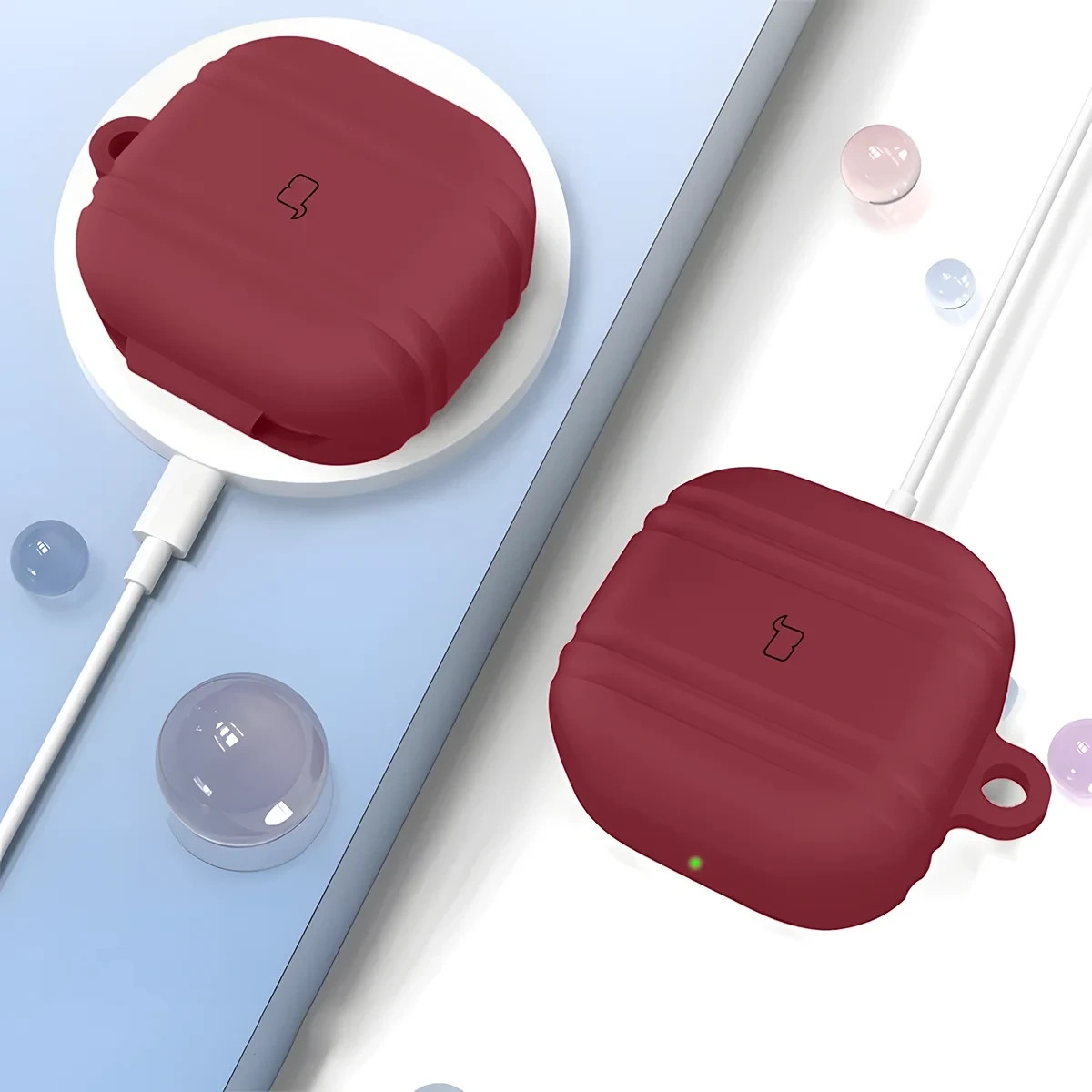 Kryt Bizon Case Headphone Silicone Samsung Galaxy Buds 4 / 4 Pro, burgundy