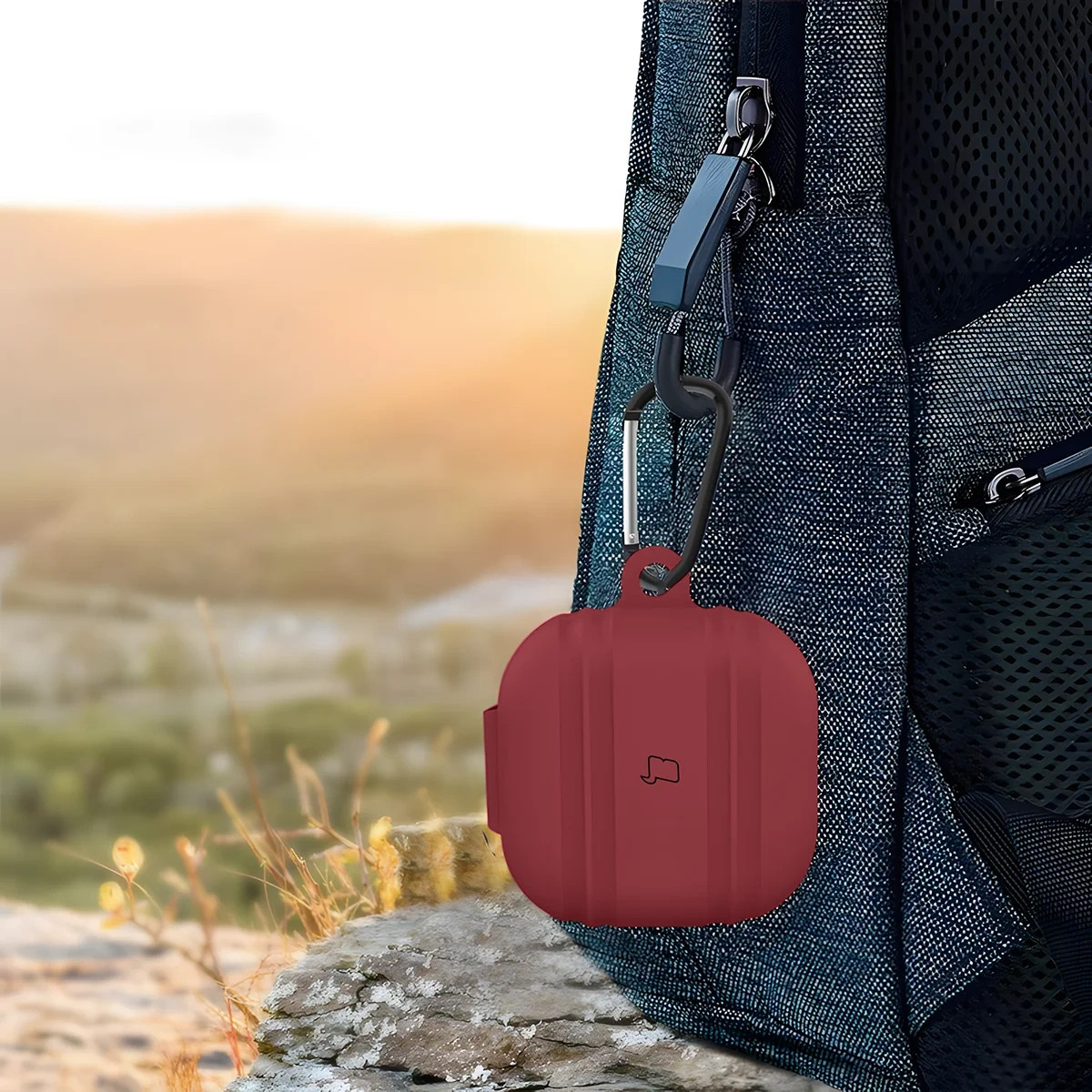 Kryt Bizon Case Headphone Silicone Samsung Galaxy Buds 4 / 4 Pro, burgundy