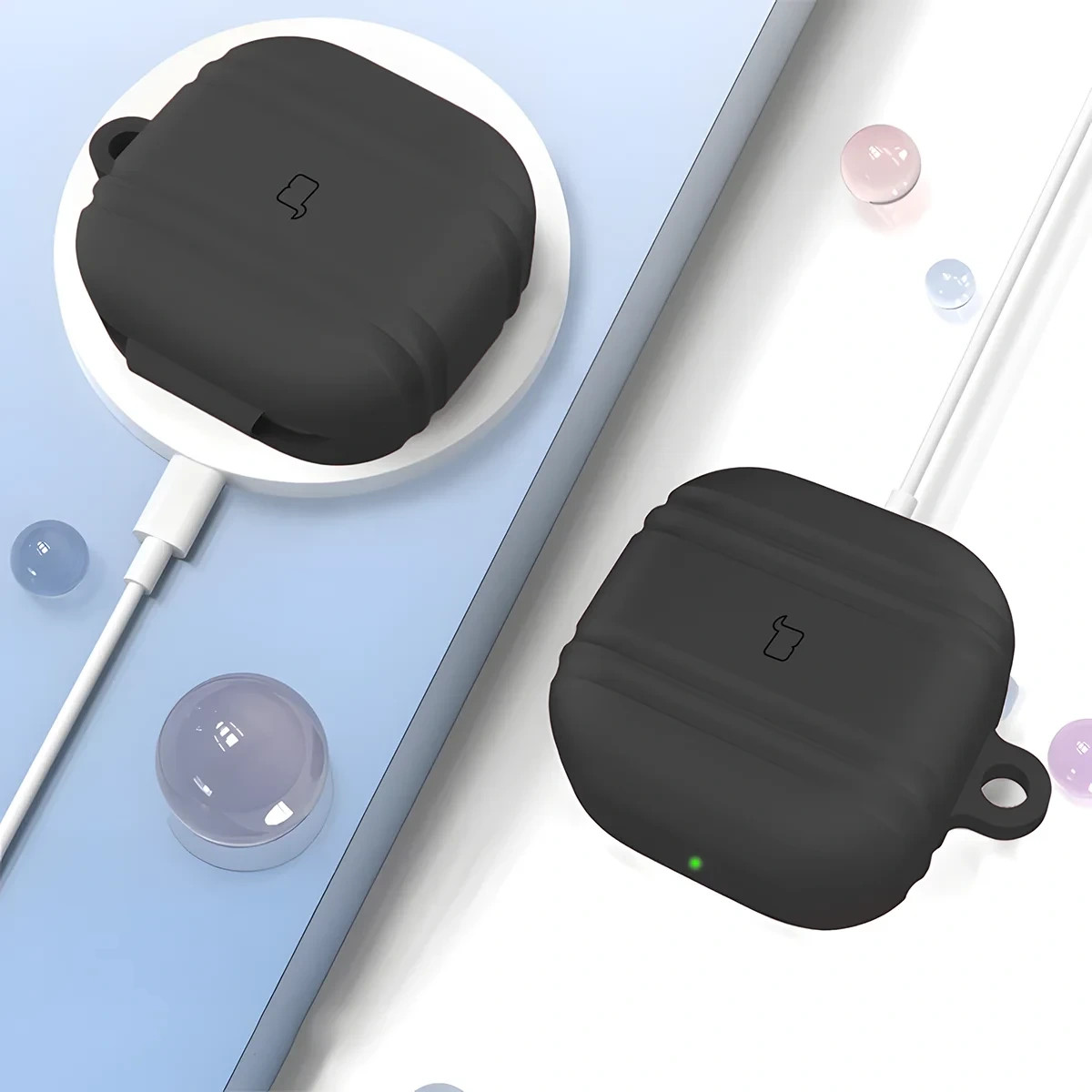Kryt Bizon Case Headphone Silicone Samsung Galaxy Buds 4 / 4 Pro, black