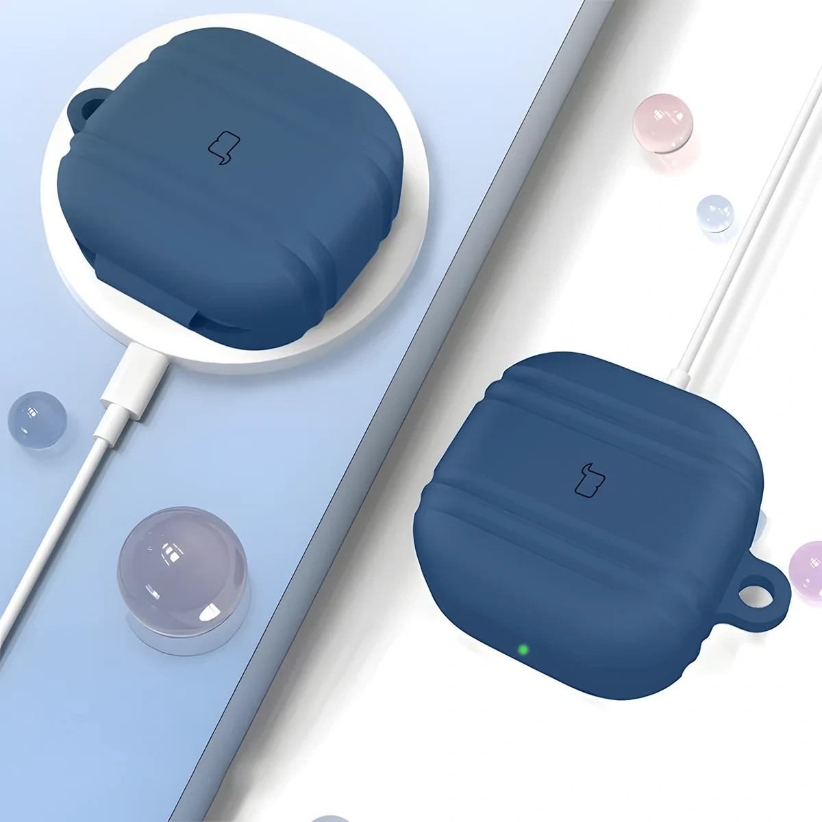 Kryt Bizon Case Headphone Silicone Samsung Galaxy Buds 4 / 4 Pro, navy blue