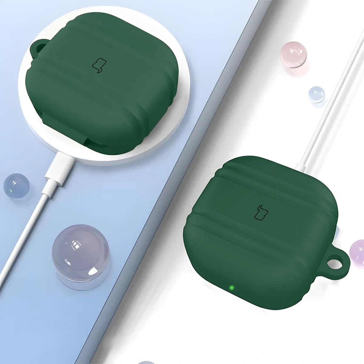 Kryt Bizon Case Headphone Silicone Samsung Galaxy Buds 4 / 4 Pro, dark green