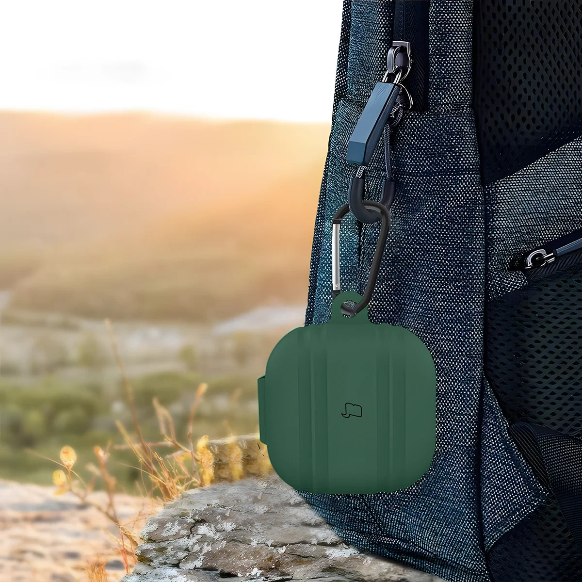 Kryt Bizon Case Headphone Silicone Samsung Galaxy Buds 4 / 4 Pro, dark green