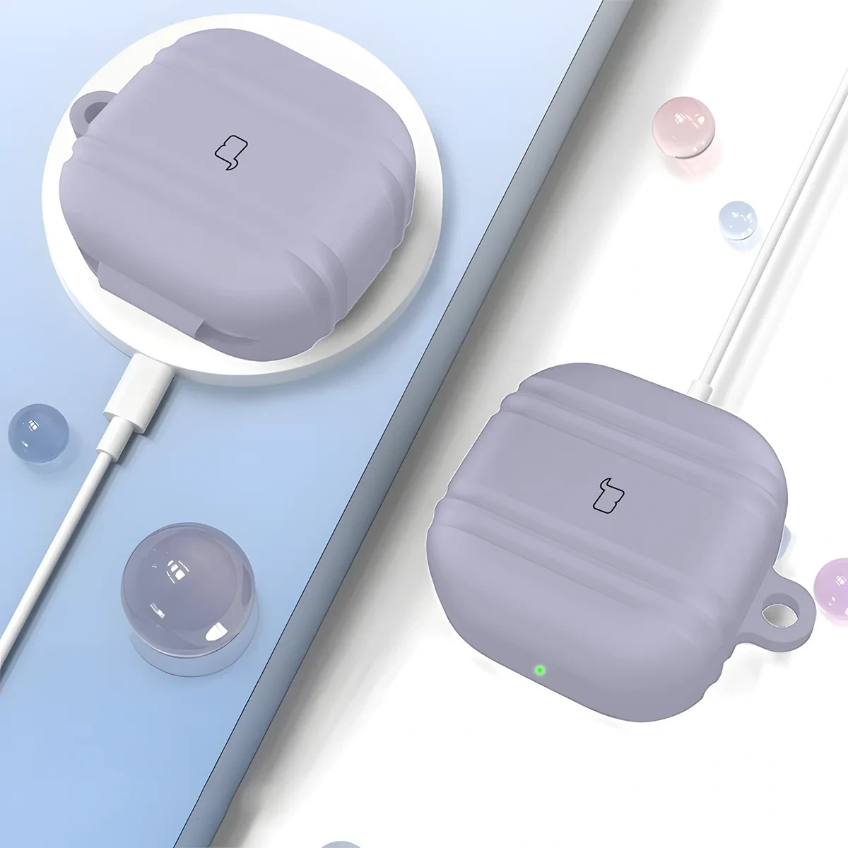 Kryt Bizon Case Headphone Silicone Samsung Galaxy Buds 4 / 4 Pro, gray