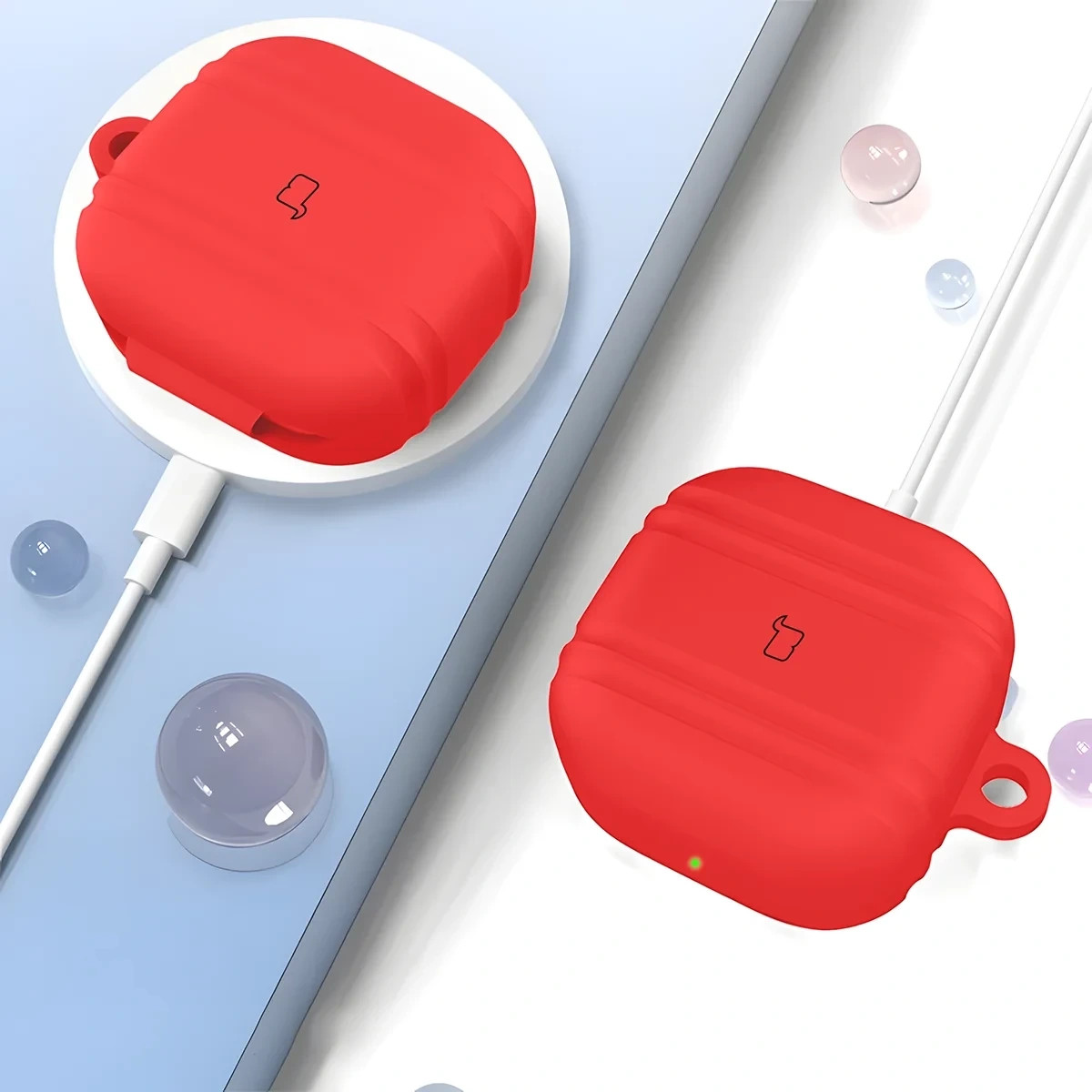 Kryt Bizon Case Headphone Silicone Samsung Galaxy Buds 4 / 4 Pro, red