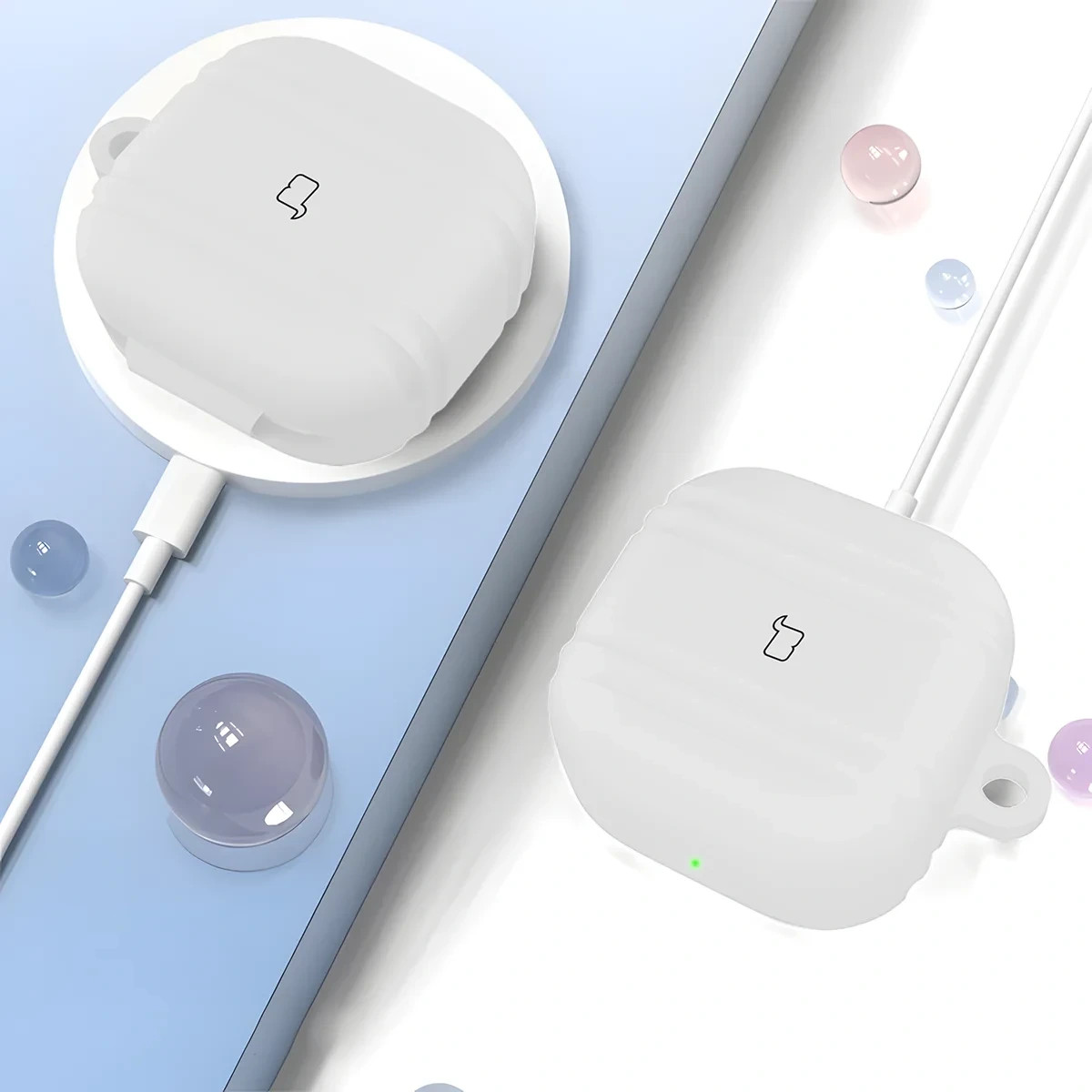 Kryt Bizon Case Headphone Silicone Samsung Galaxy Buds 4 / 4 Pro, white