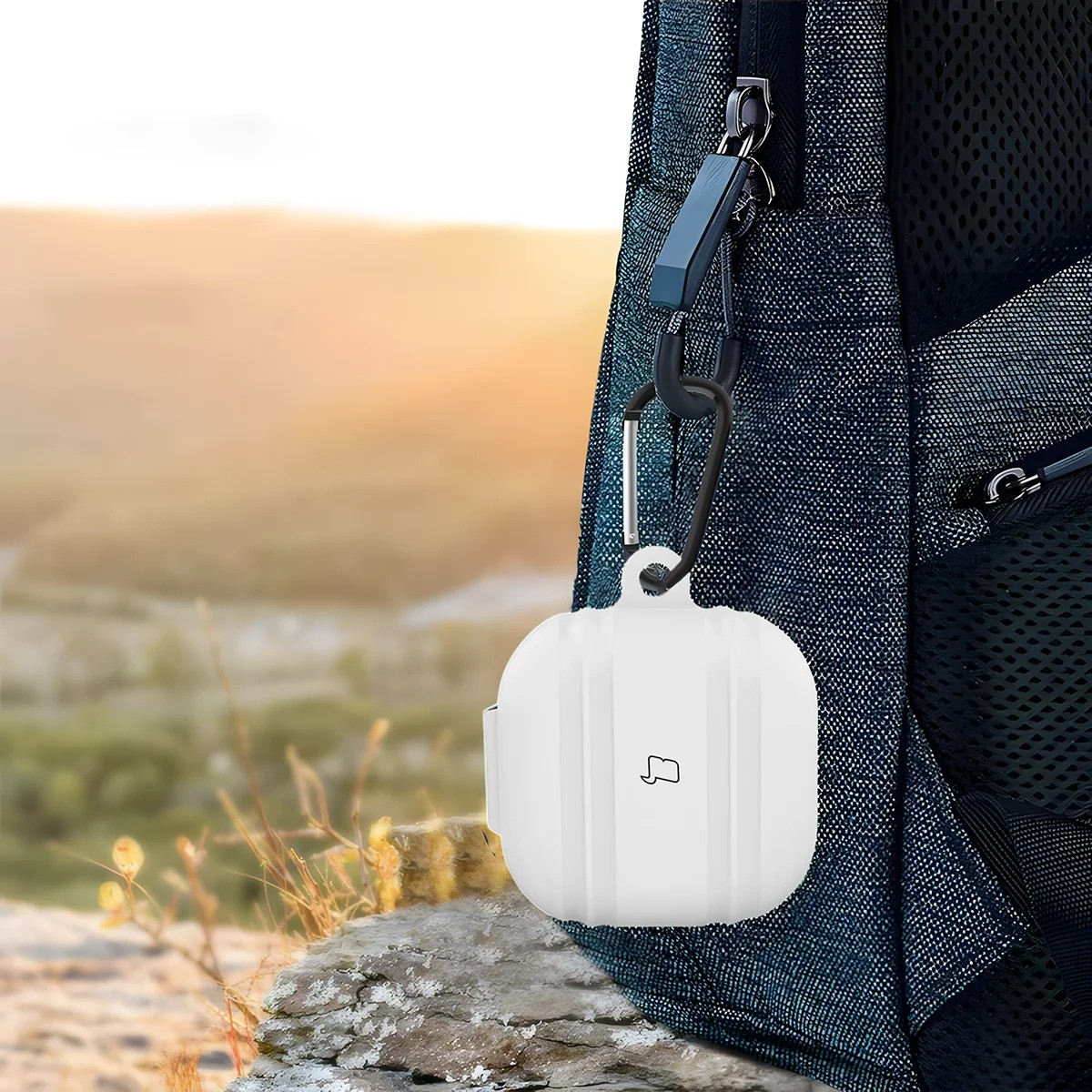 Kryt Bizon Case Headphone Silicone Samsung Galaxy Buds 4 / 4 Pro, white