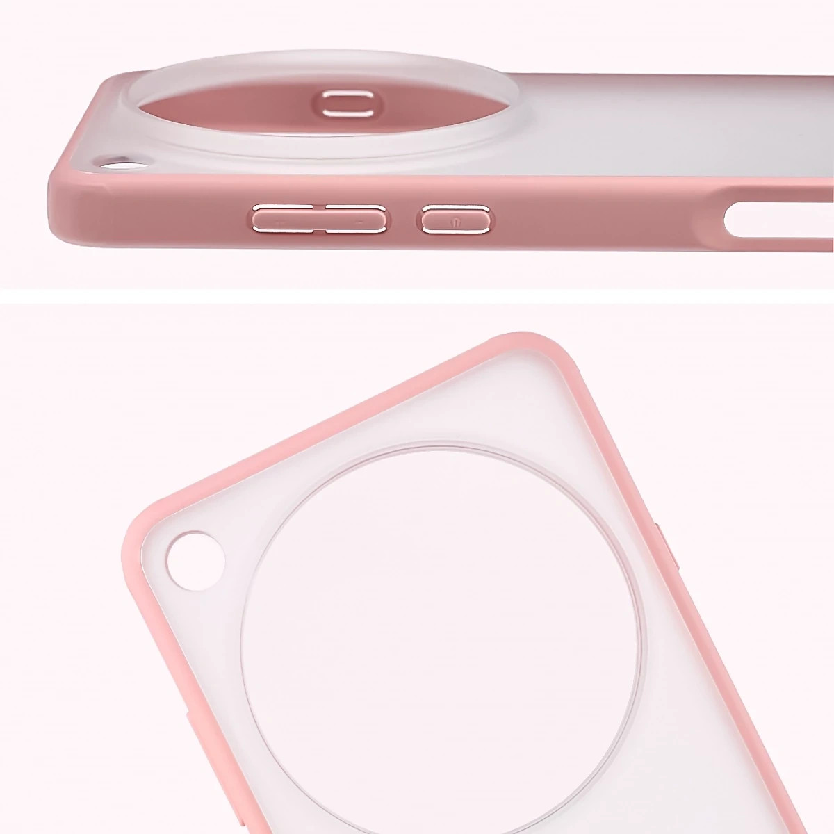 Kryt Bizon Case Angelo Oppo Find X9 Ultra, semi-transparent with a light pink frame