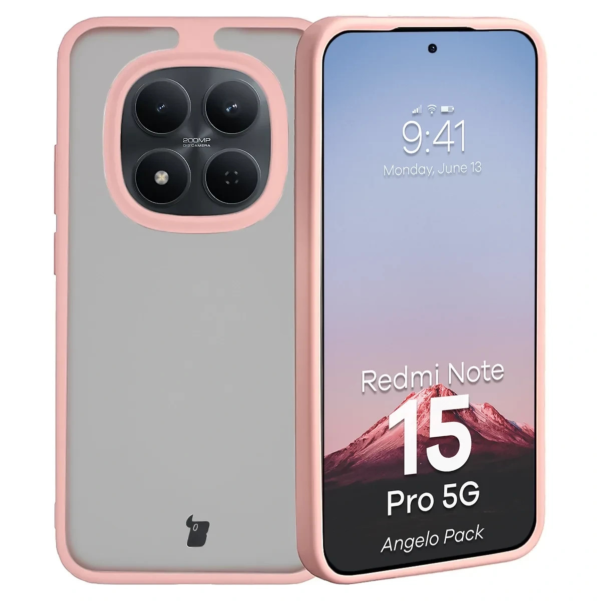 Kryt Bizon Angelo Pack Xiaomi Redmi Note 15 Pro 5G, smoky with a light pink frame