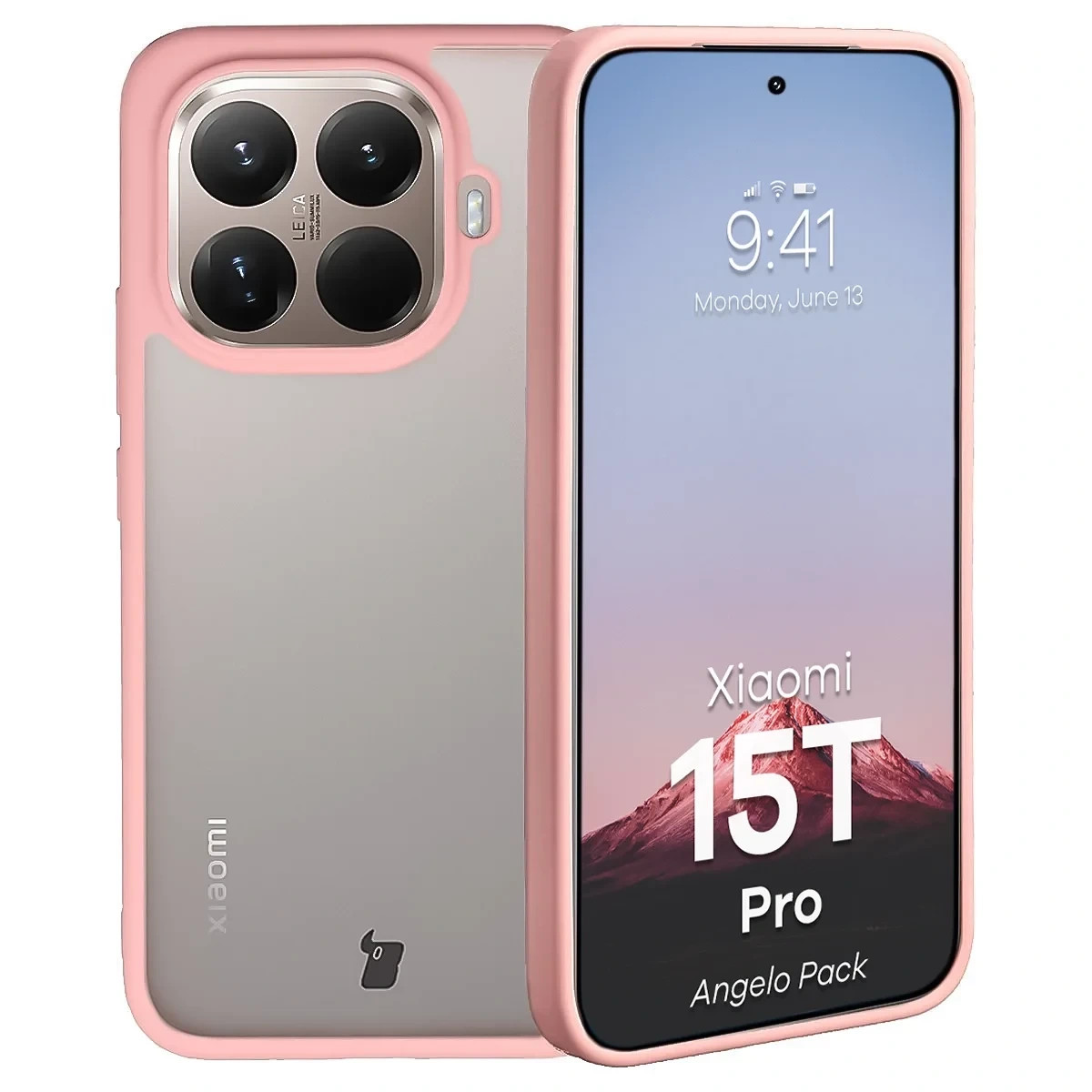 Kryt Bizon Angelo Pack Xiaomi 15T Pro, smoky with a light pink frame