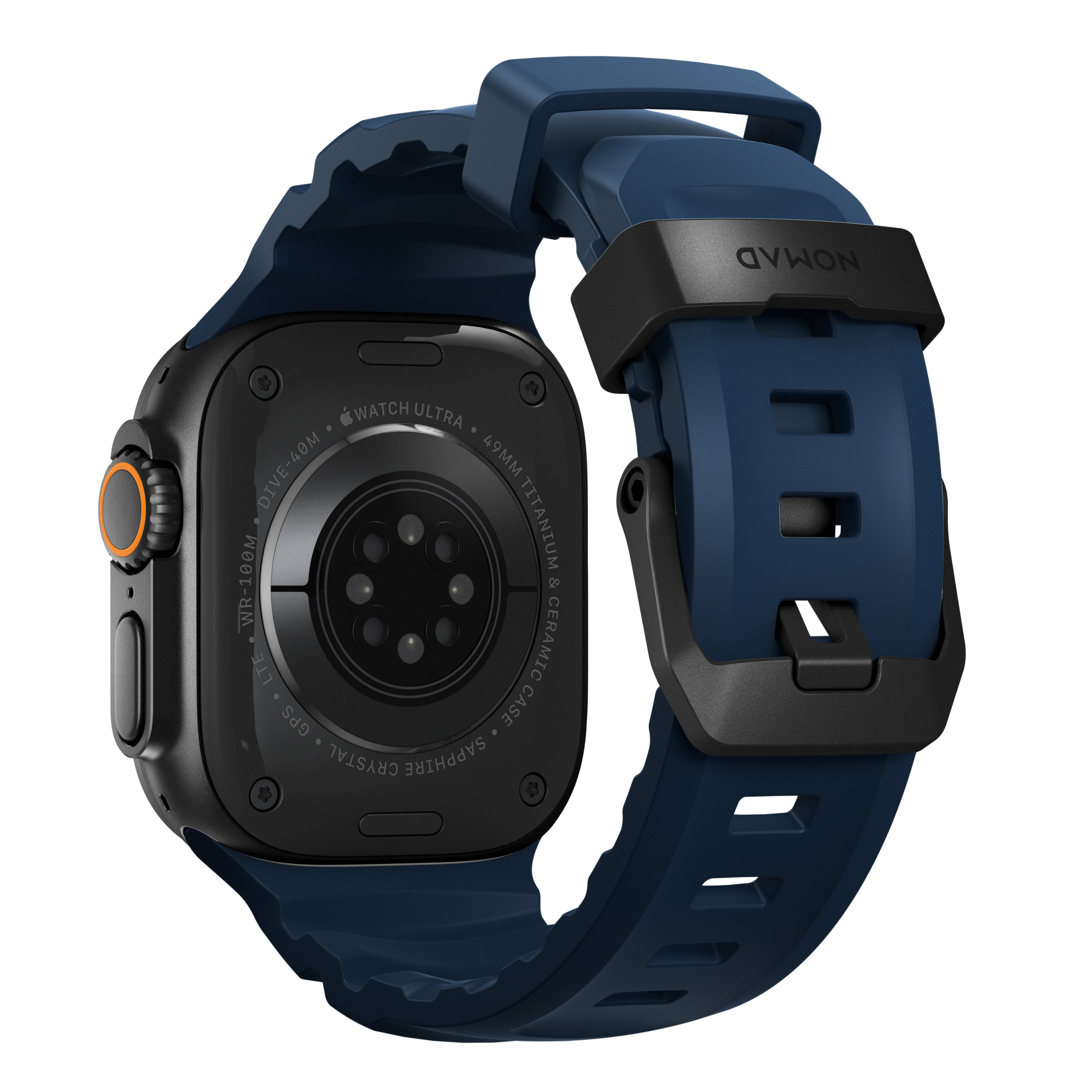 NOMAD Rocky Point Band Apple Watch 46mm/49mm z FKM and titanium (atlantic, black hardware)