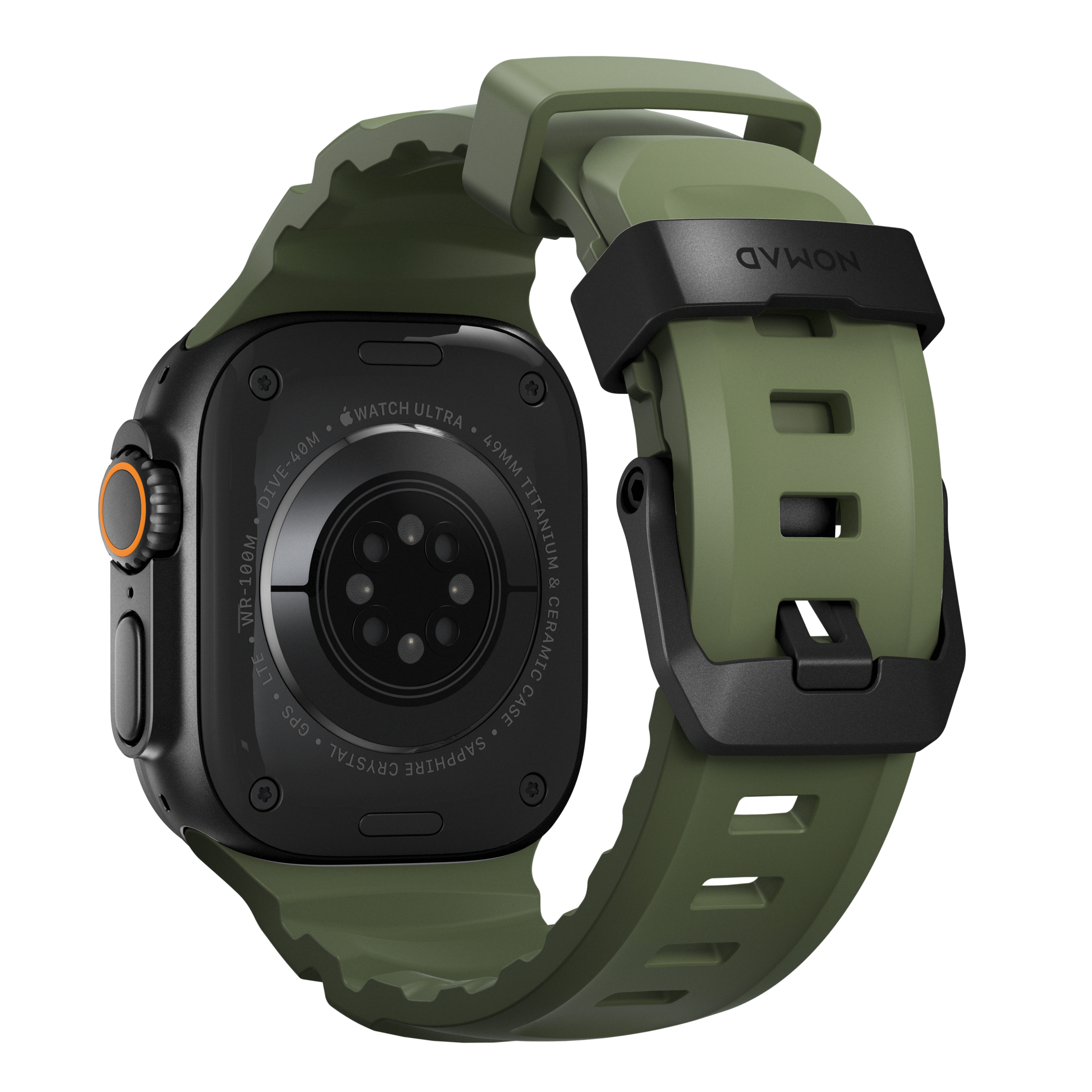 NOMAD Rocky Point Band Apple Watch 46mm/49mm z FKM and titanium (forest, black hardware)