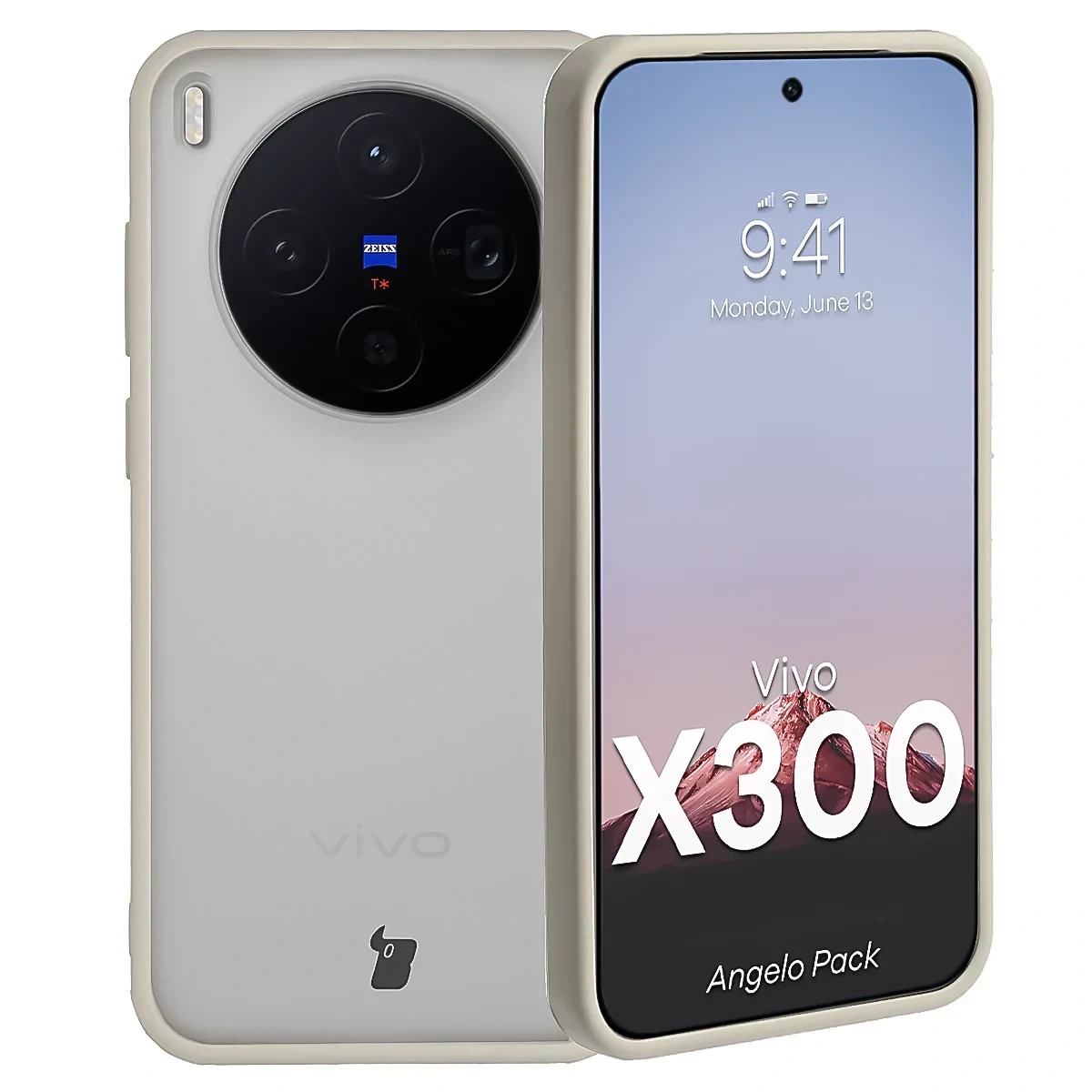Kryt Bizon Angelo Pack Vivo X300, smoky with a beige frame
