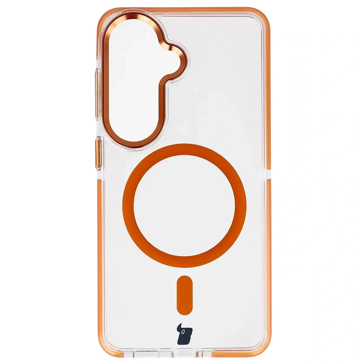 Kryt Bizon Case Marco Magnetic Samsung Galaxy S26, transparent with an orange frame