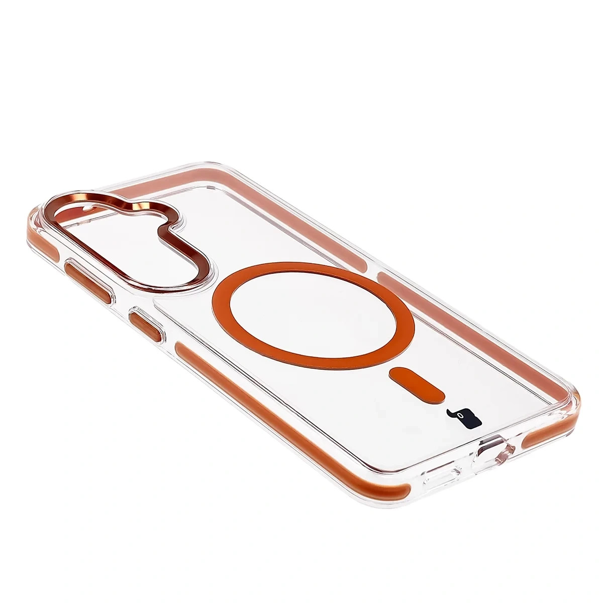Kryt Bizon Case Marco Magnetic Samsung Galaxy S26, transparent with an orange frame