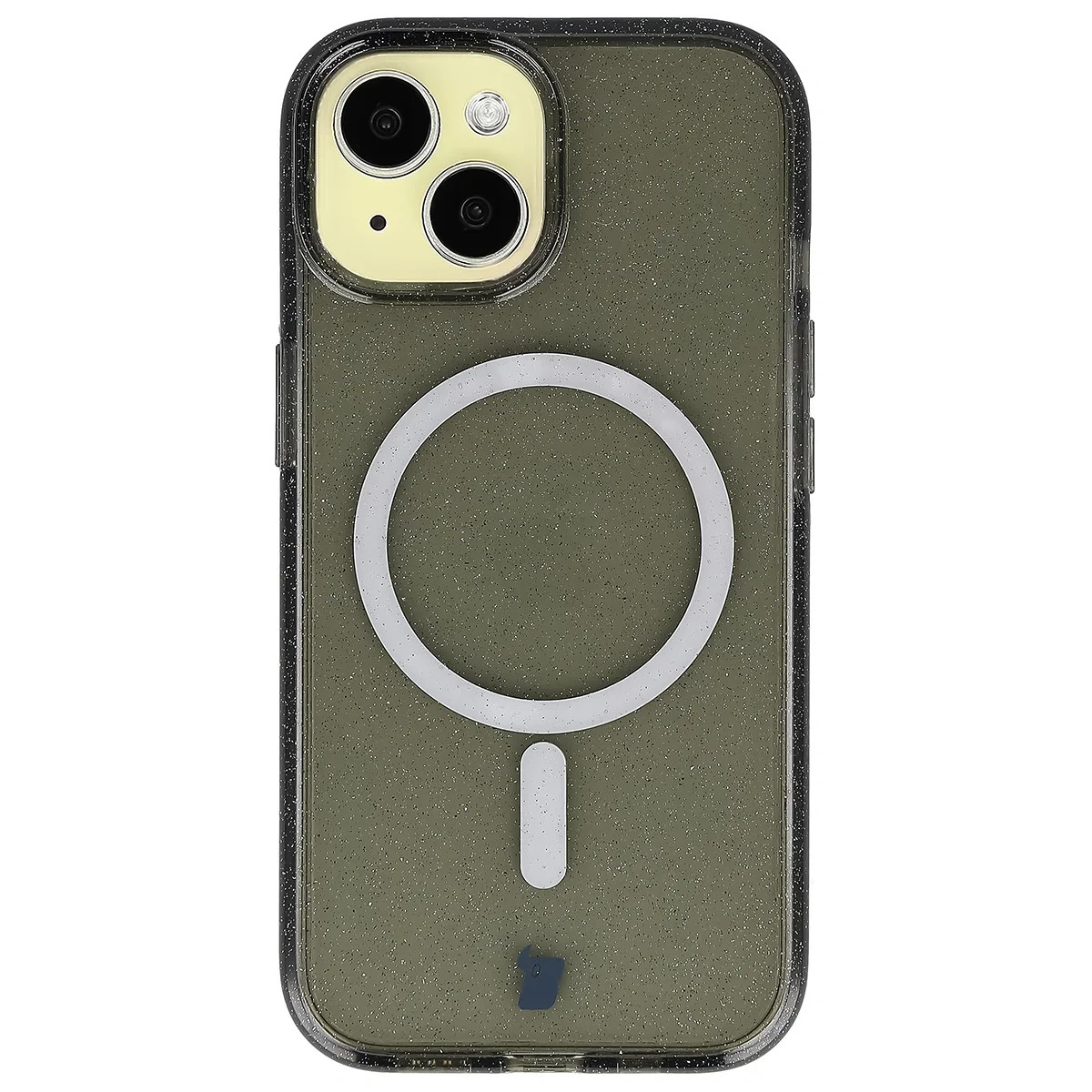 Kryt Bizon Case SparklO Magnetic Apple iPhone 15, transparent-black with glitter