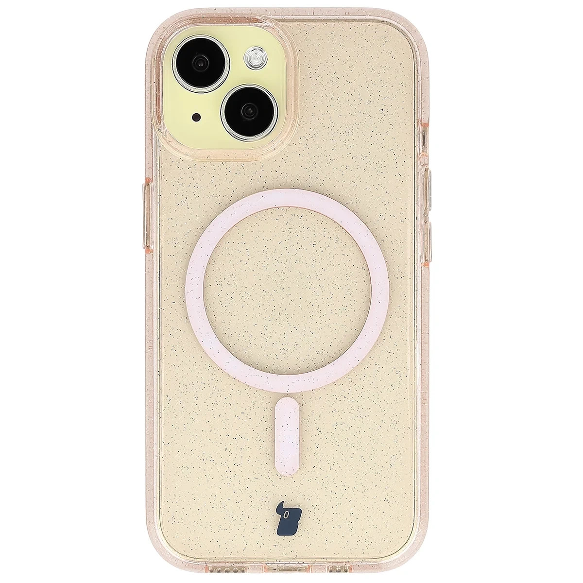 Kryt Bizon Case SparklO Magnetic Apple iPhone 15, translucent-orange with glitter