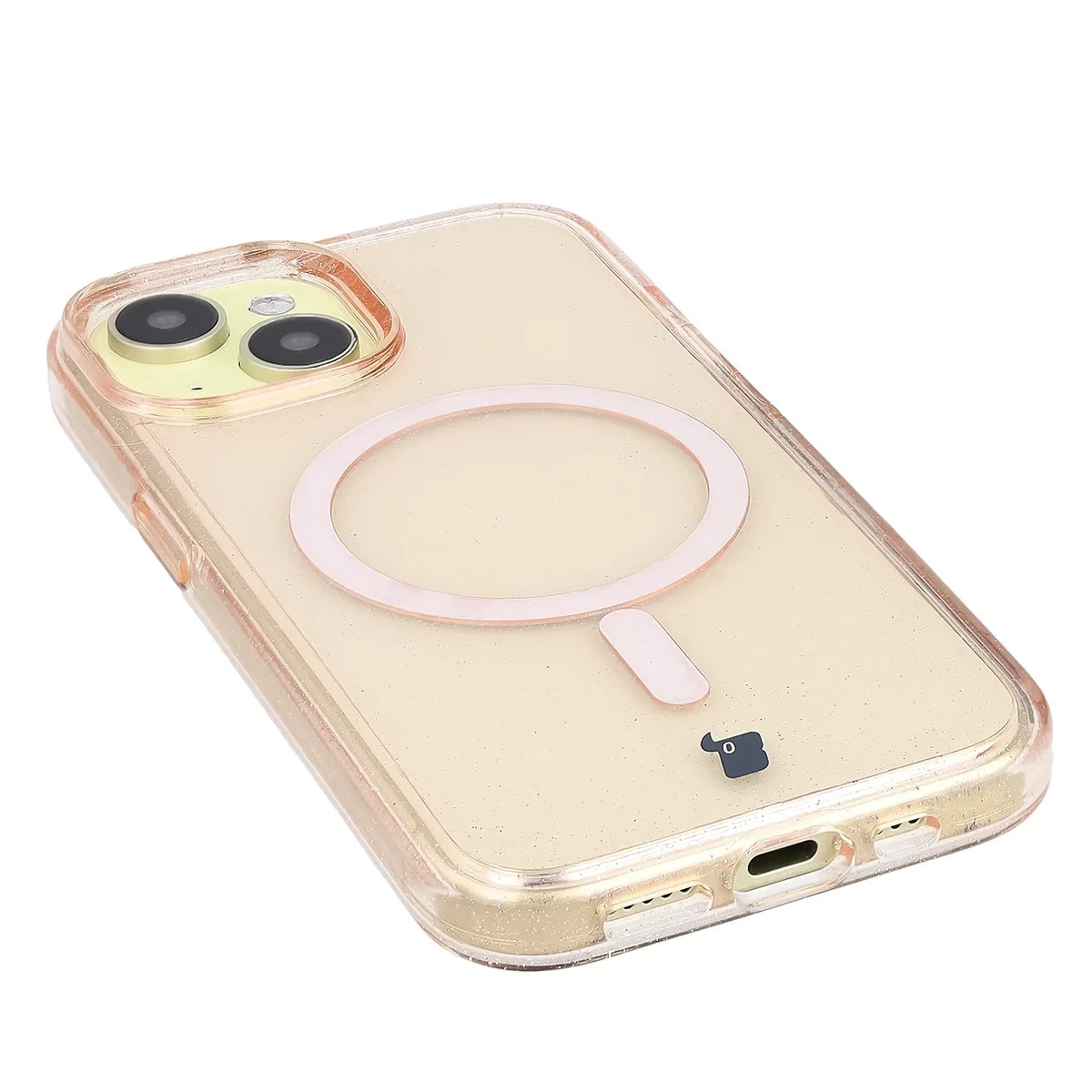 Kryt Bizon Case SparklO Magnetic Apple iPhone 15, translucent-orange with glitter