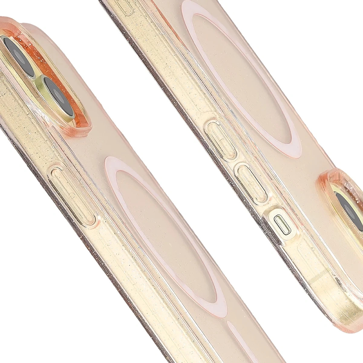 Kryt Bizon Case SparklO Magnetic Apple iPhone 15, translucent-orange with glitter