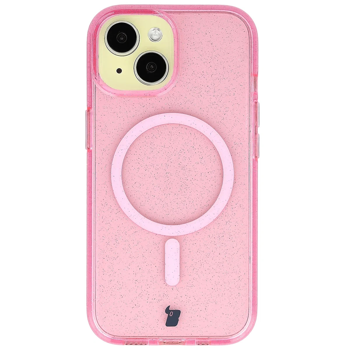 Kryt Bizon Case SparklO Magnetic Apple iPhone 15, transparent-pink with glitter