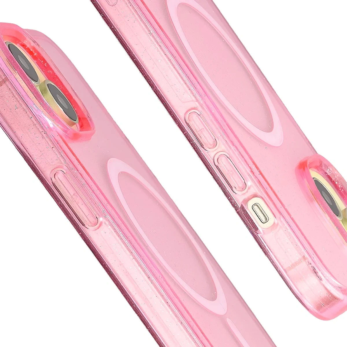 Kryt Bizon Case SparklO Magnetic Apple iPhone 15, transparent-pink with glitter