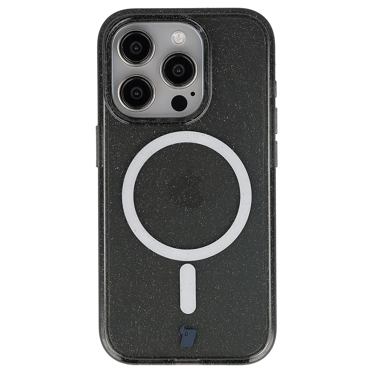 Kryt Bizon Case SparklO Magnetic Apple iPhone 15 Pro, transparent-black with glitter