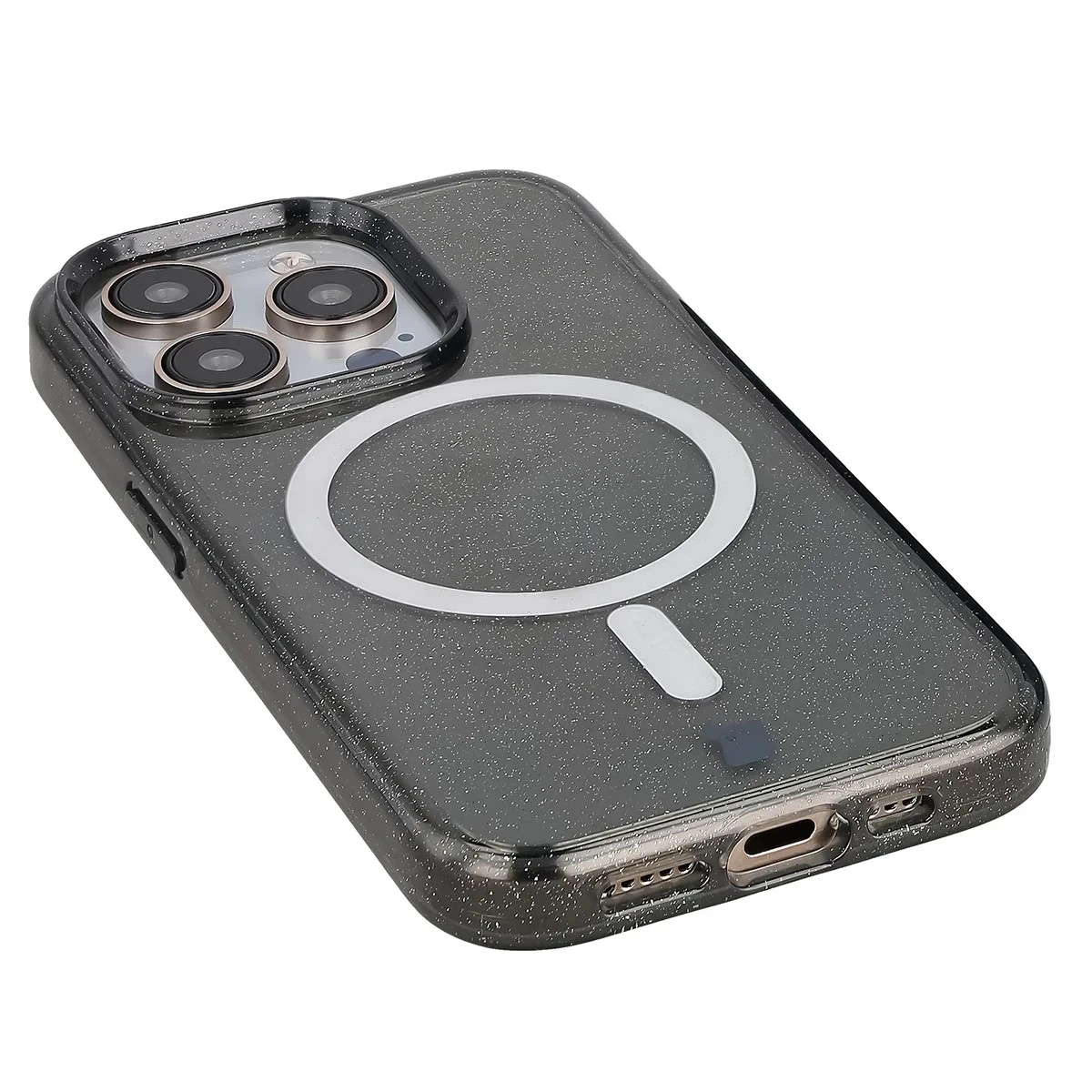 Kryt Bizon Case SparklO Magnetic Apple iPhone 15 Pro, transparent-black with glitter