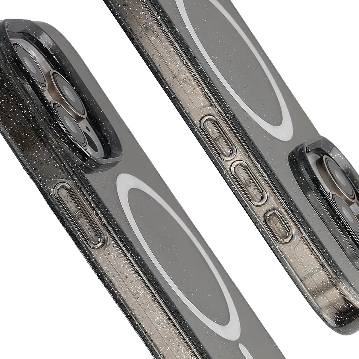 Kryt Bizon Case SparklO Magnetic Apple iPhone 15 Pro, transparent-black with glitter