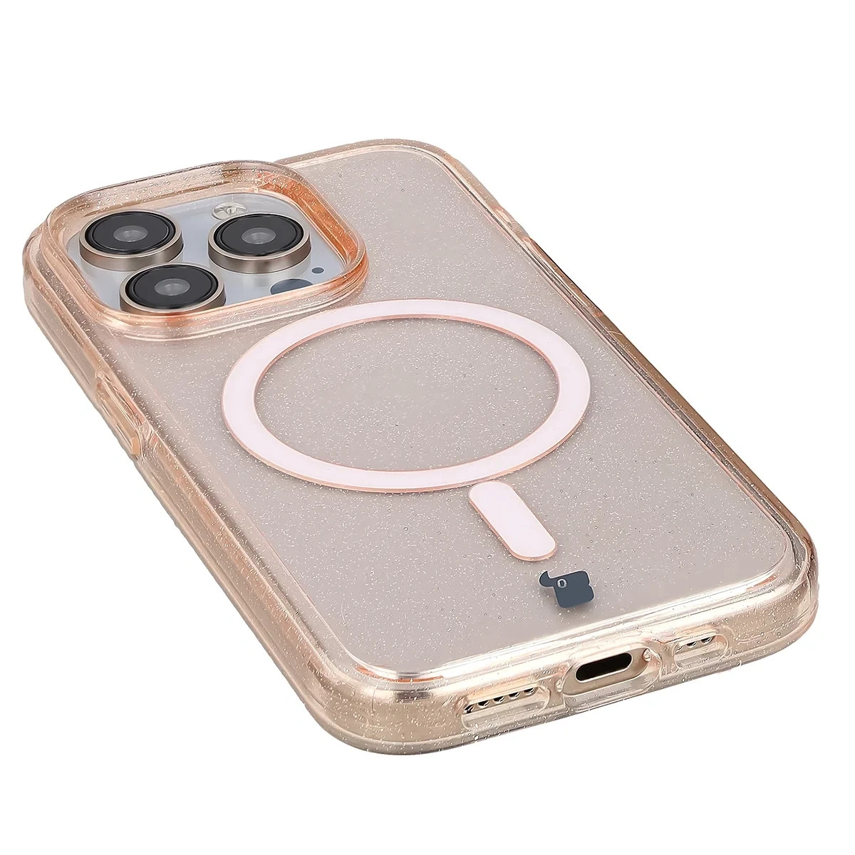 Kryt Bizon Case SparklO Magnetic Apple iPhone 15 Pro, translucent-orange with glitter