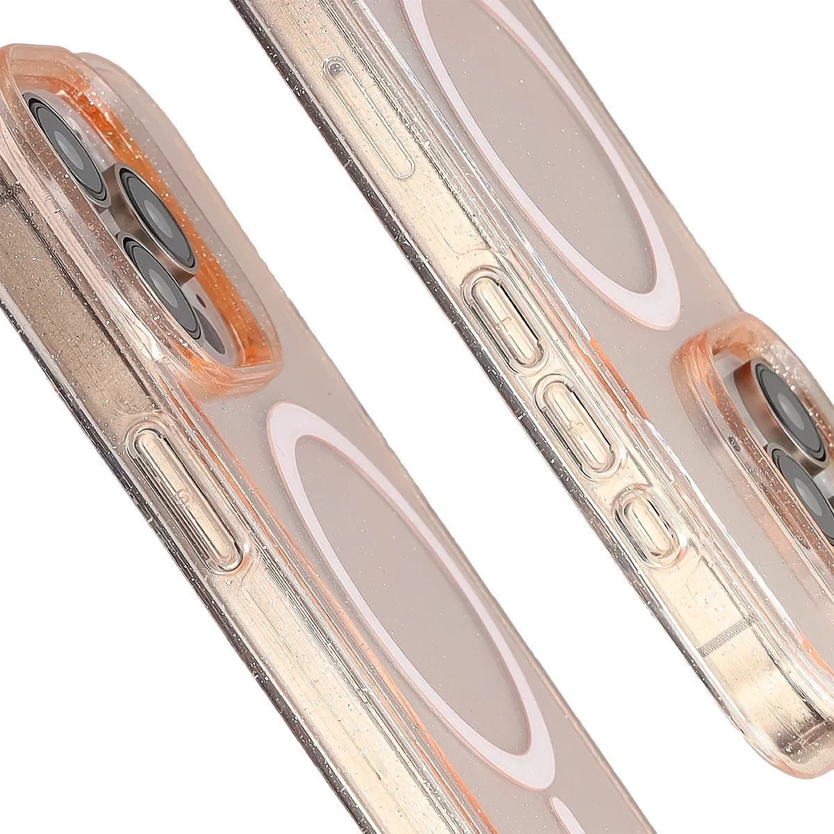 Kryt Bizon Case SparklO Magnetic Apple iPhone 15 Pro, translucent-orange with glitter