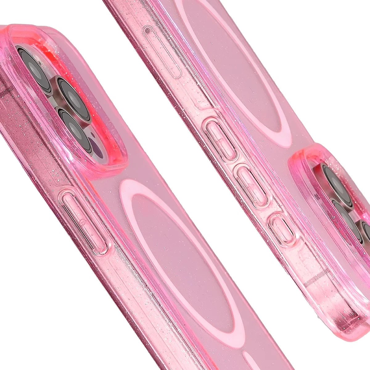 Kryt Bizon Case SparklO Magnetic Apple iPhone 15 Pro, translucent-pink with glitter