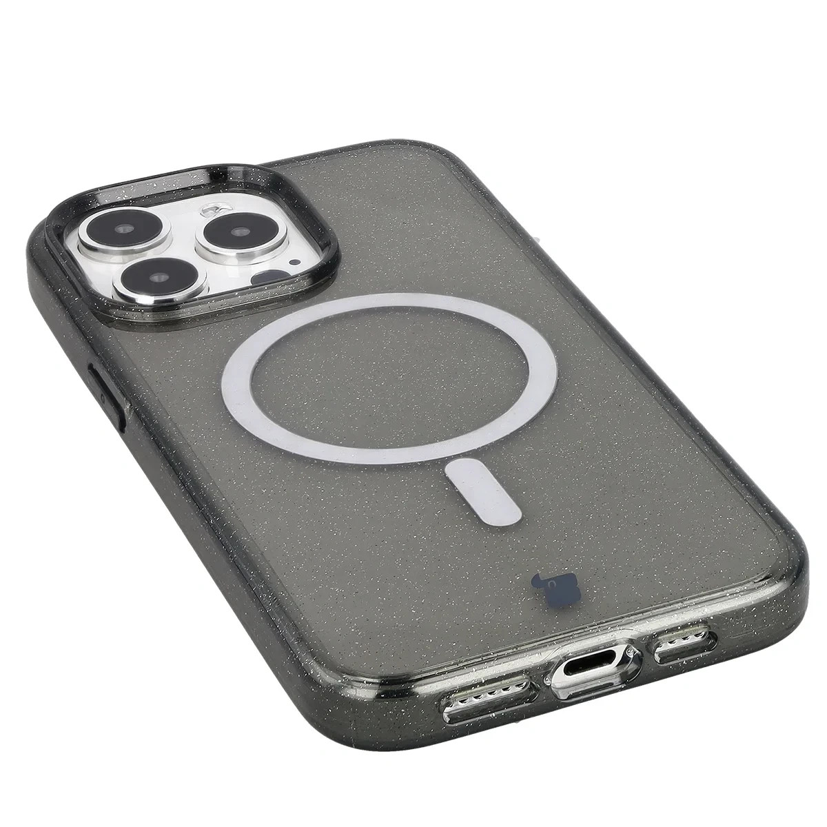 Kryt Bizon Case SparklO Magnetic Apple iPhone 15 Pro Max, transparent-black with glitter
