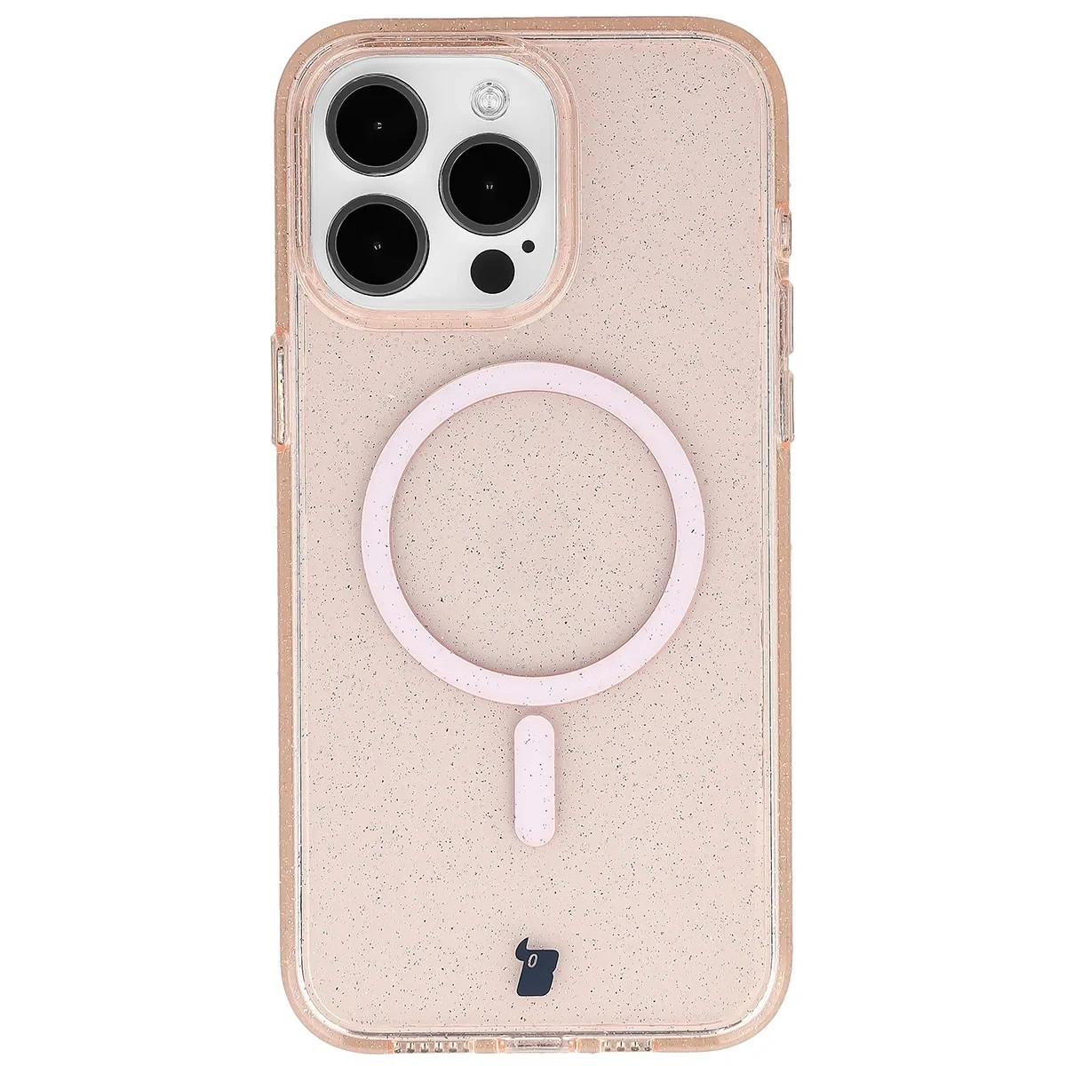Kryt Bizon Case SparklO Magnetic Apple iPhone 15 Pro Max, translucent orange with glitter