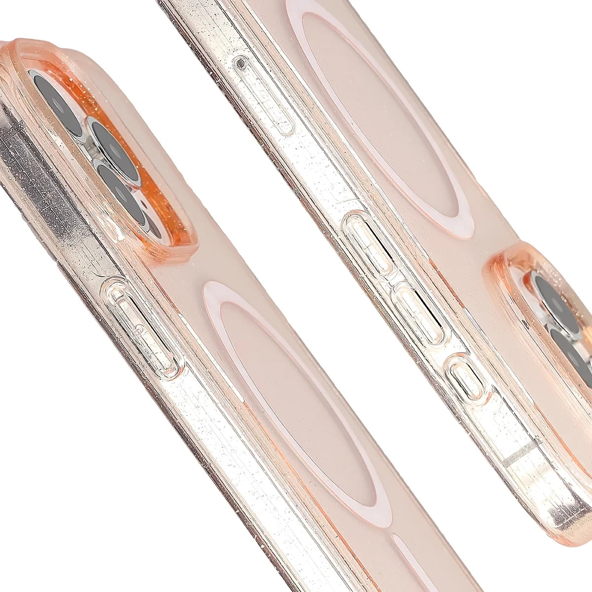 Kryt Bizon Case SparklO Magnetic Apple iPhone 15 Pro Max, translucent orange with glitter