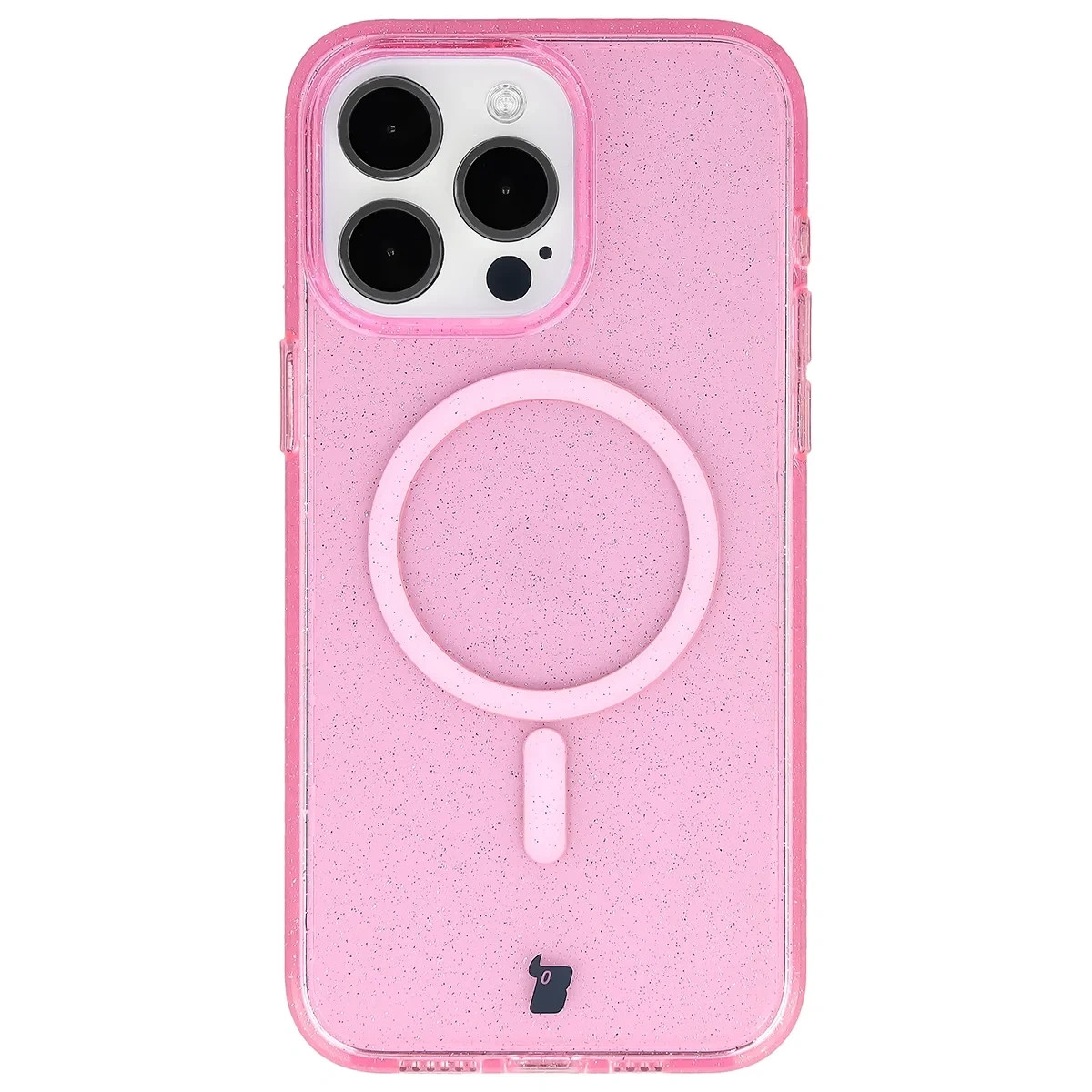 Kryt Bizon Case SparklO Magnetic Apple iPhone 15 Pro Max, translucent-pink with glitter