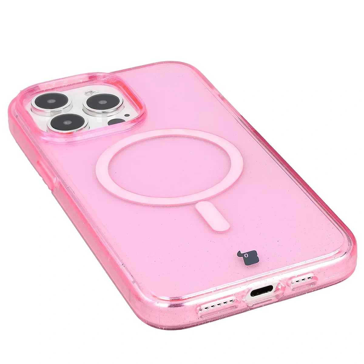 Kryt Bizon Case SparklO Magnetic Apple iPhone 15 Pro Max, translucent-pink with glitter