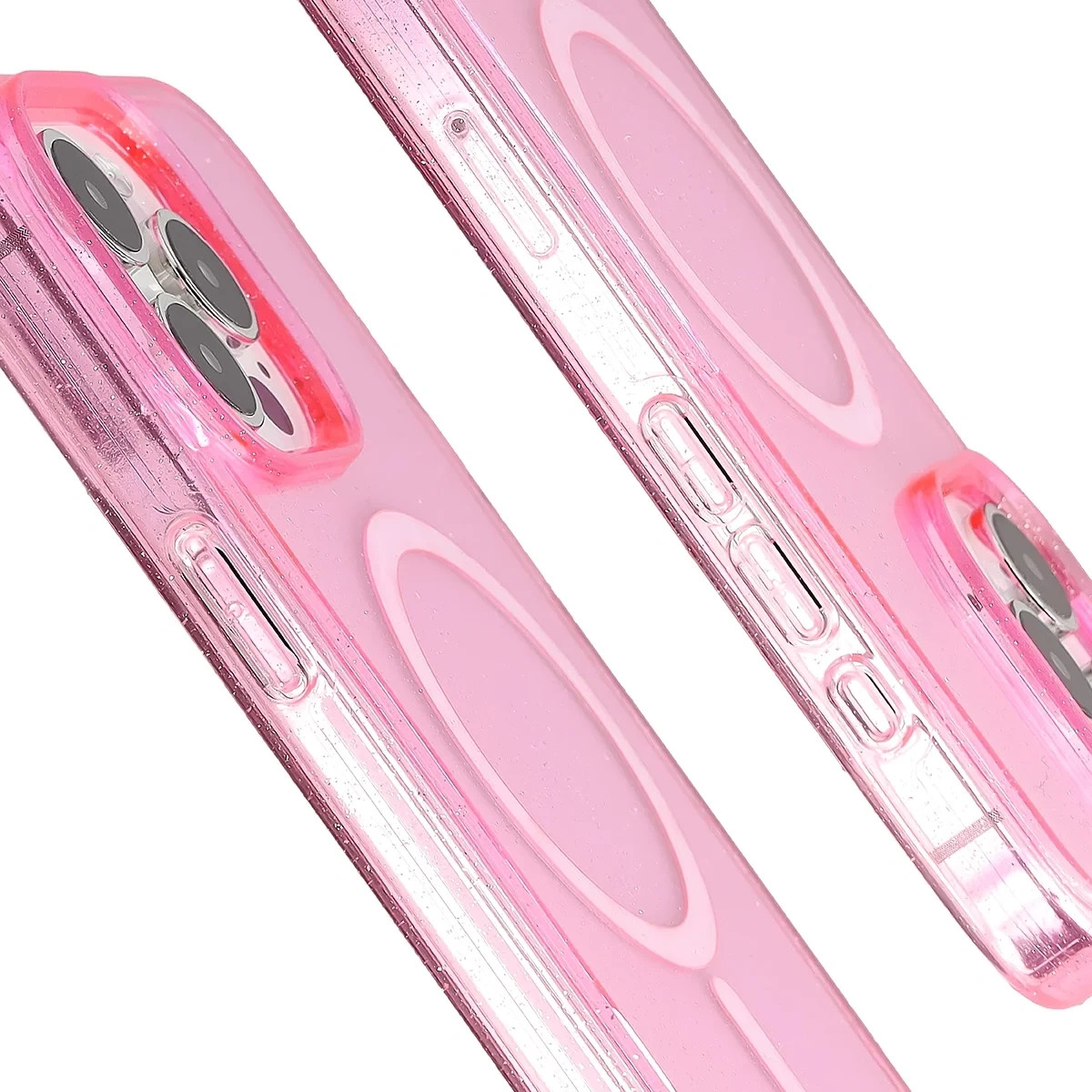 Kryt Bizon Case SparklO Magnetic Apple iPhone 15 Pro Max, translucent-pink with glitter