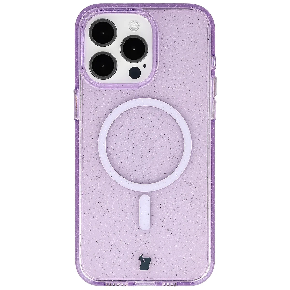 Kryt Bizon Case SparklO Magnetic Apple iPhone 15 Pro Max, transparent purple with glitter