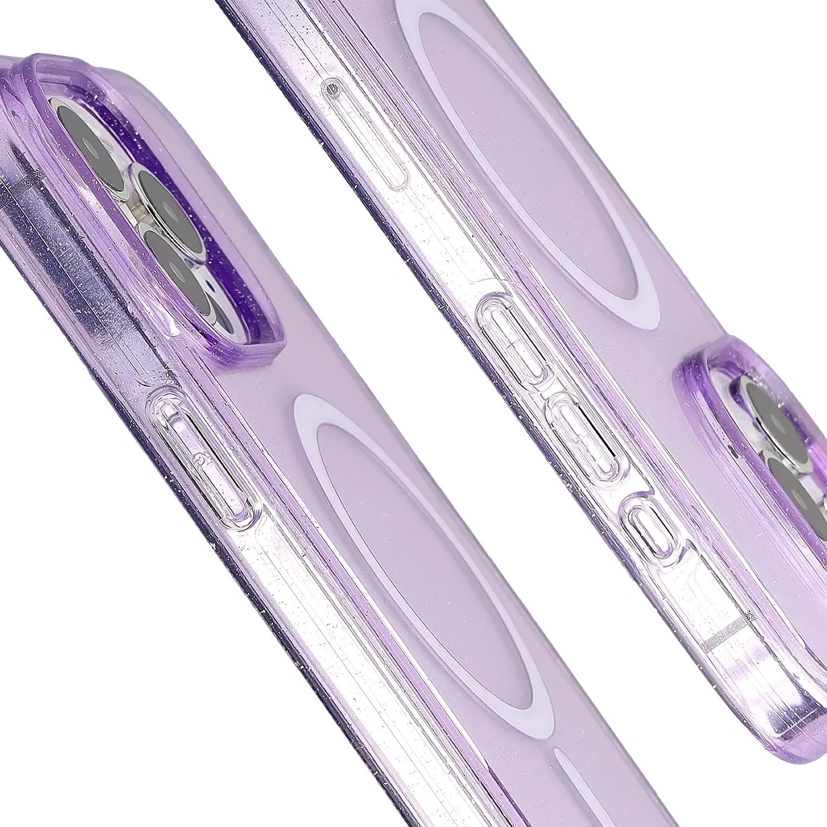 Kryt Bizon Case SparklO Magnetic Apple iPhone 15 Pro Max, transparent purple with glitter